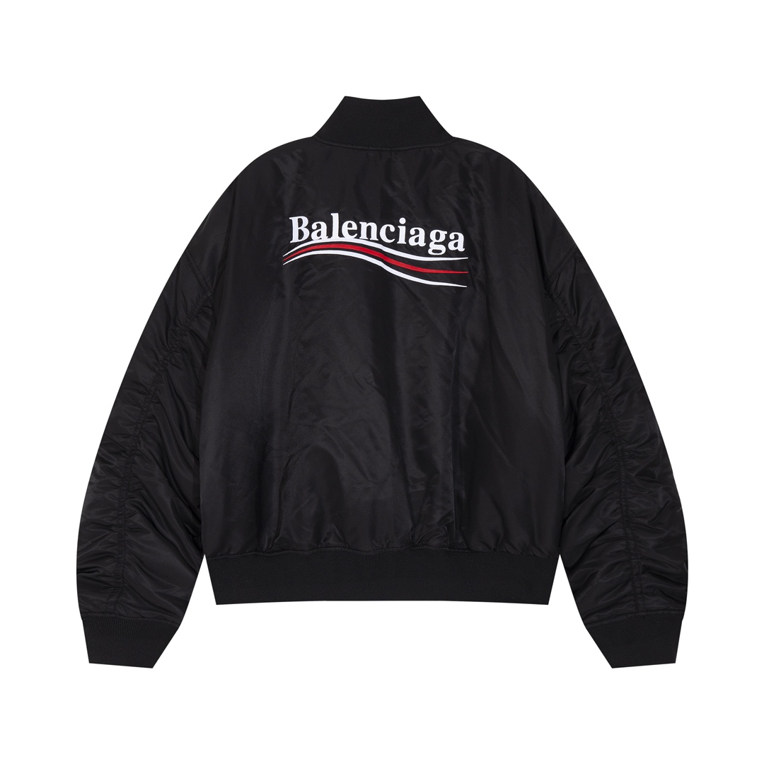 Balenciaga Political Campaign Varsity Jacket in Black (763434TNO271000）