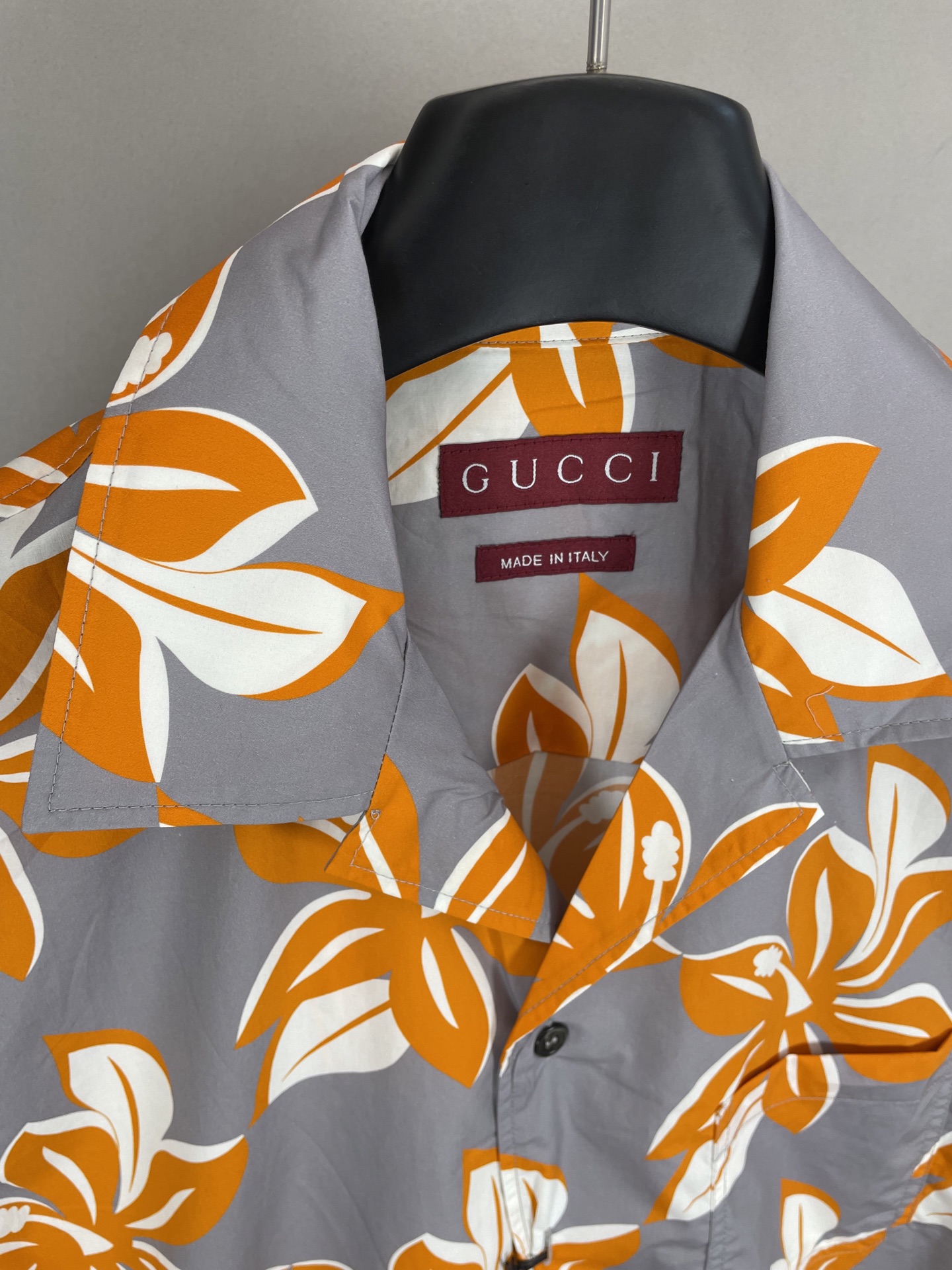 GUCCI Floral cotton poplin buttoned short sleeve shirt