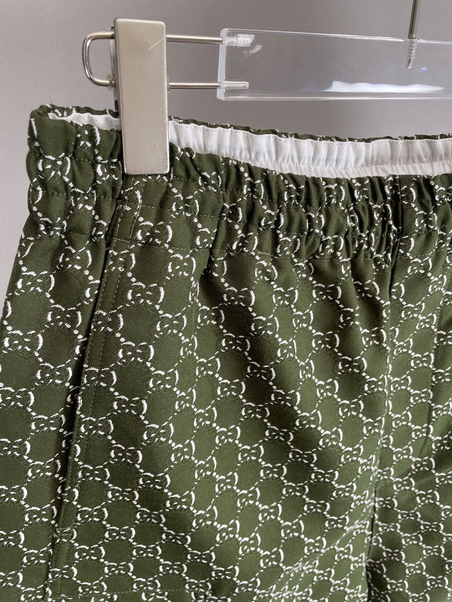 GUCCI Cotton Jacquard Shorts With GG Shadow "Green/White"（804980-ZAR26）