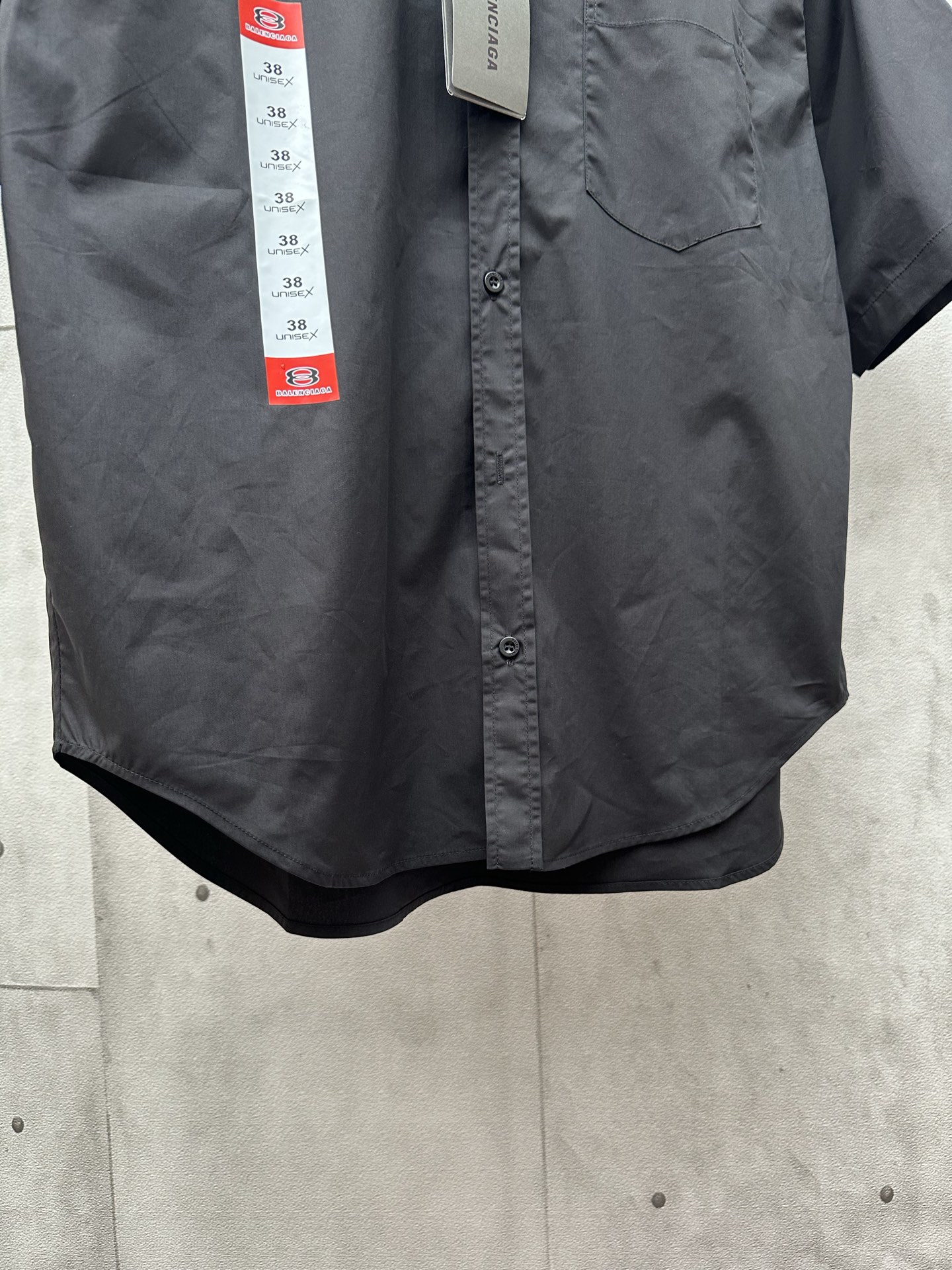 BALENCIAGA Men's Workwear Short Sleeve Large Fit Shirt "Black" (839215TRM171000）