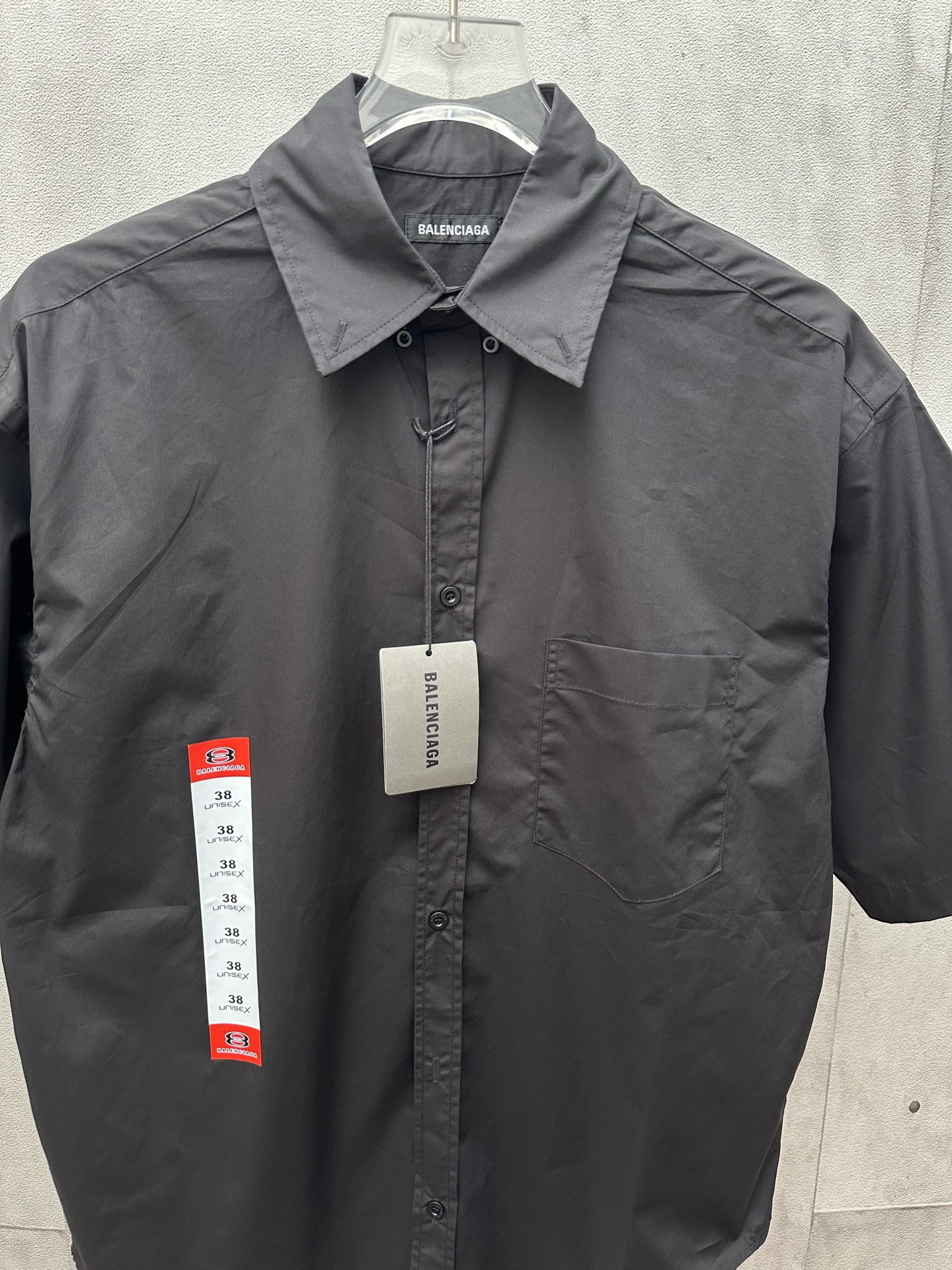 BALENCIAGA Men's Workwear Short Sleeve Large Fit Shirt "Black" (839215TRM171000）