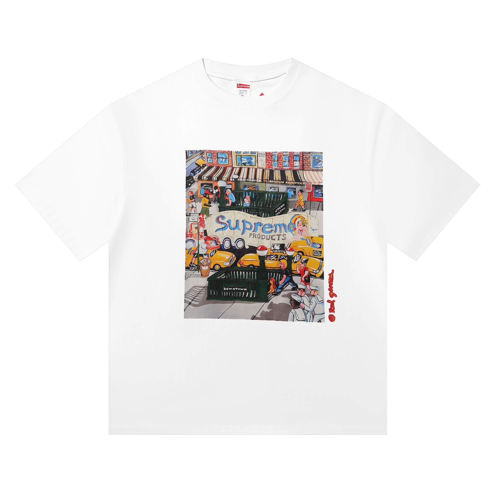 Supreme SS22 Week 19 Manhattan Tee Cartoon Alphabet Pattern Printing Round Neck Short Sleeve Unisex  (SUP-SS22-980）