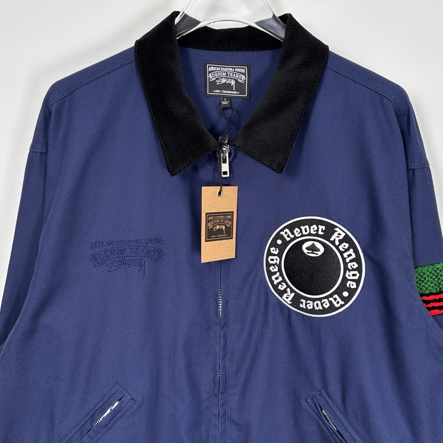 Denim Tears x Stussy Never Renege Canvas Work Jacket Navy/Black（315512）