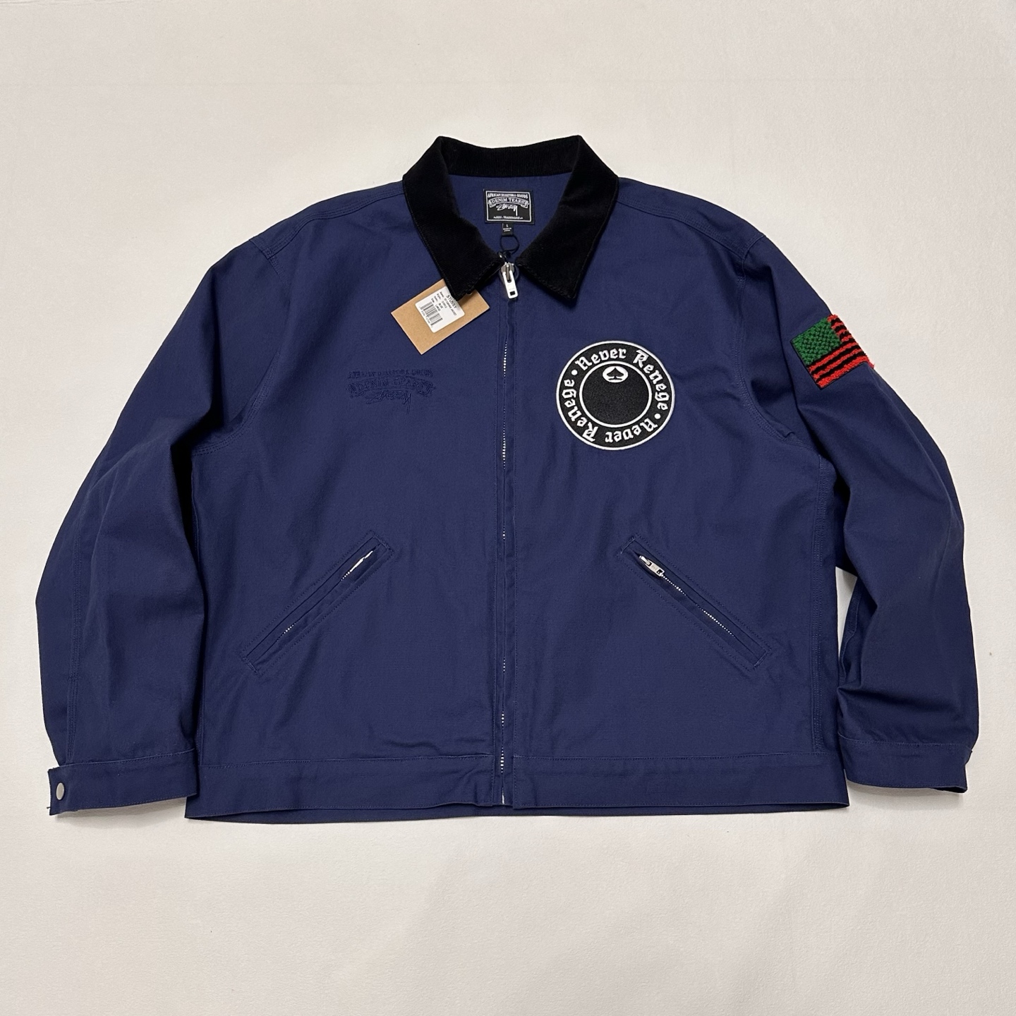 Denim Tears x Stussy Never Renege Canvas Work Jacket Navy/Black（315512）