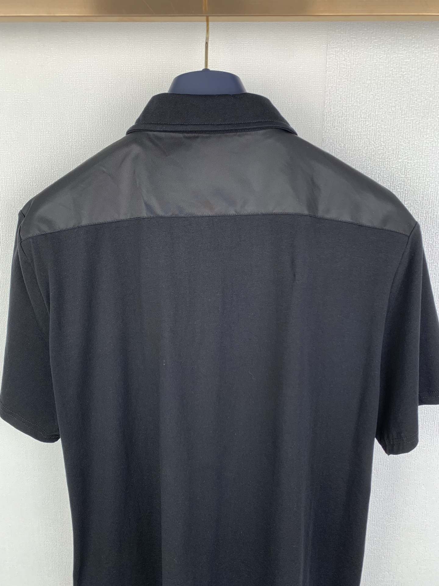 PRADA Nylon Pocket Re-Nylon Stretch Cotton Polo Shirt (UJN703-1YED-F0N40-S-211）