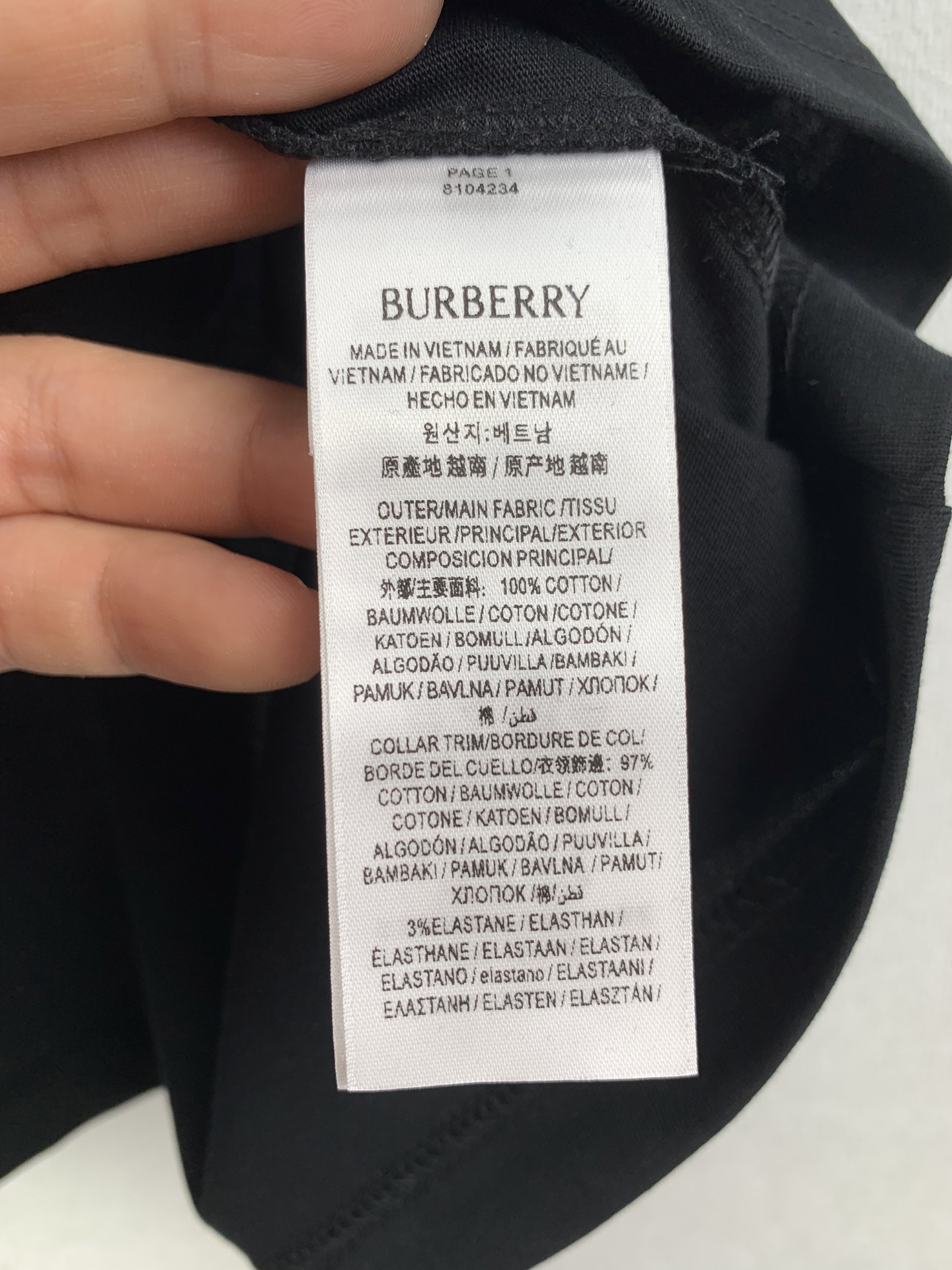 BURBERRY Round Neck T-shirt In Black（81042291）