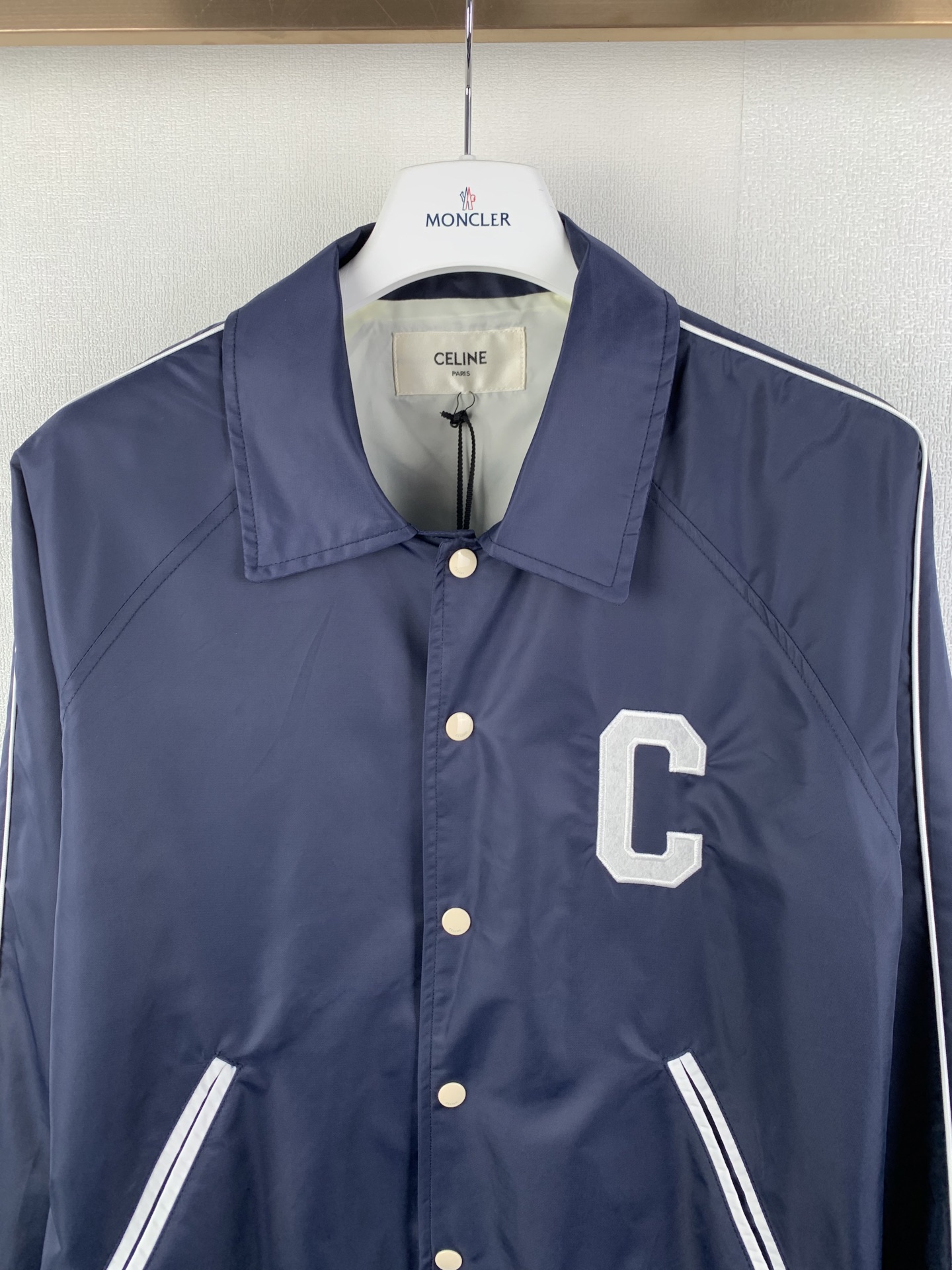 CELINE Teddy Collar Shirt 'Navy Blue'（RV08U0550-07OC）