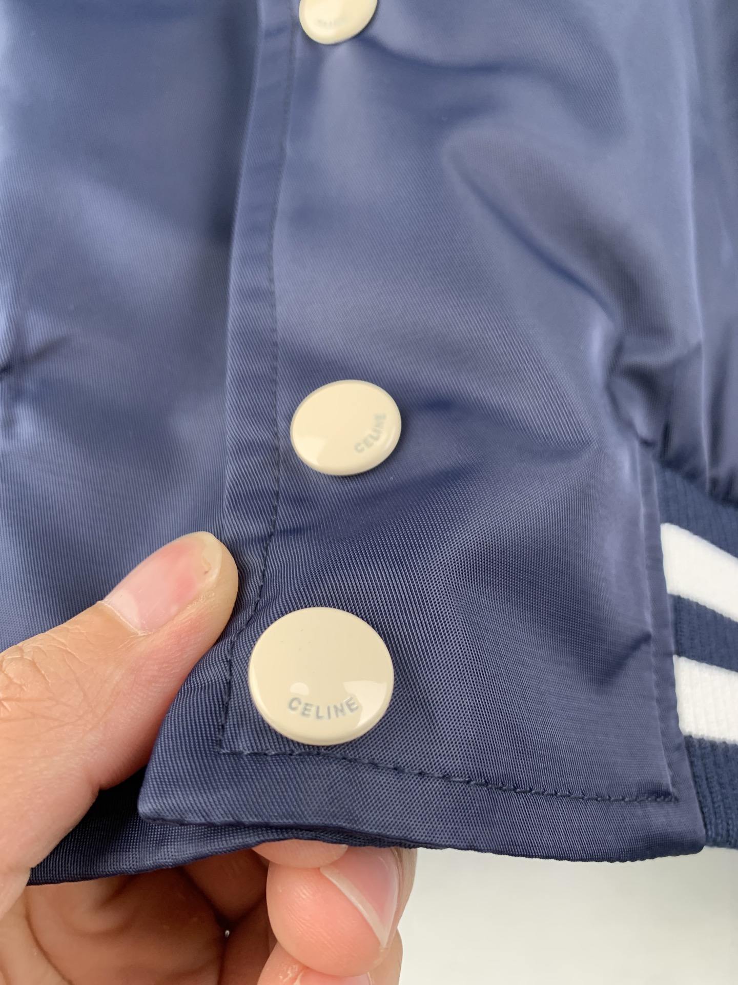 CELINE Teddy Collar Shirt 'Navy Blue'（RV08U0550-07OC）