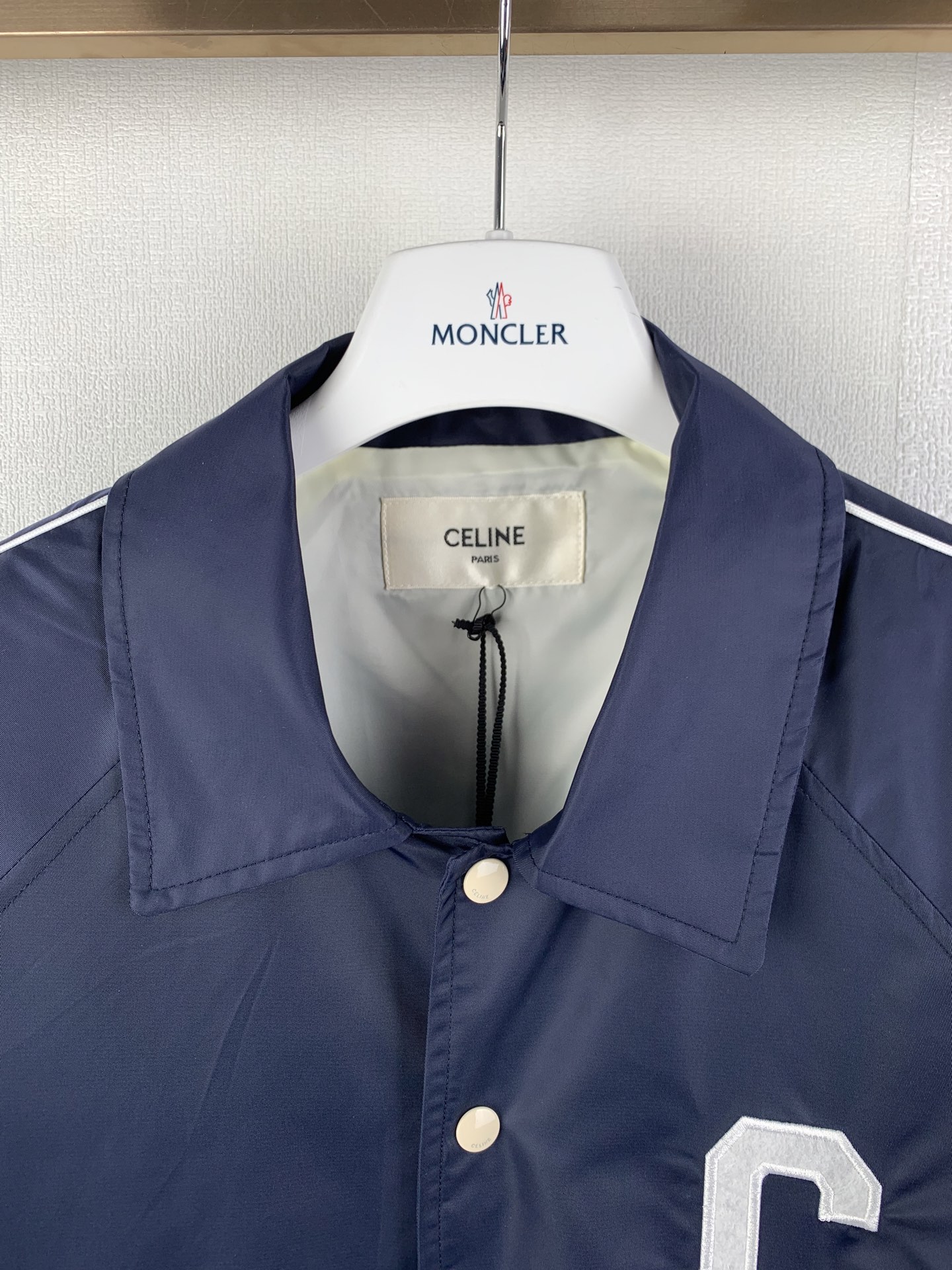 CELINE Teddy Collar Shirt 'Navy Blue'（RV08U0550-07OC）