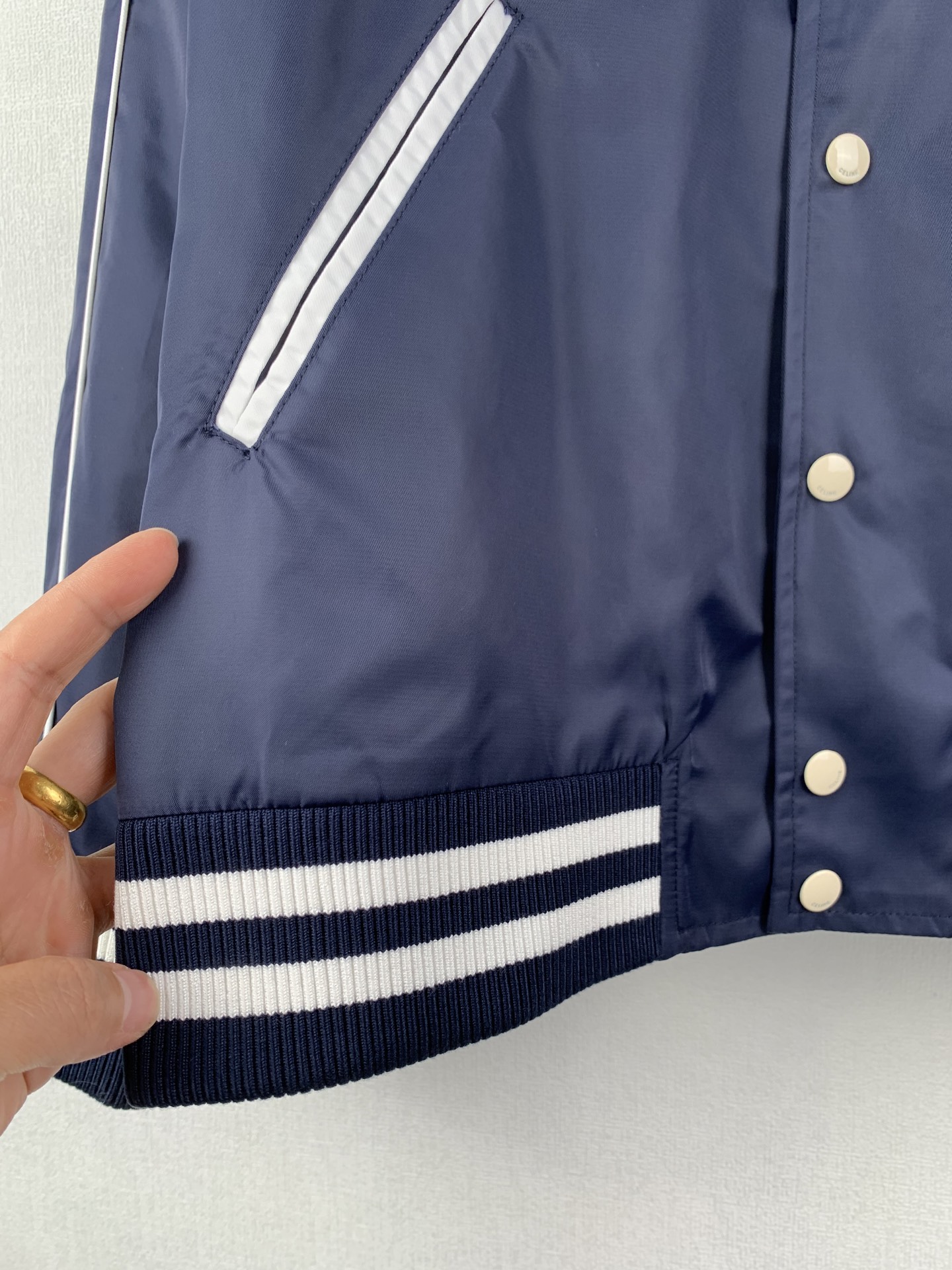 CELINE Teddy Collar Shirt 'Navy Blue'（RV08U0550-07OC）