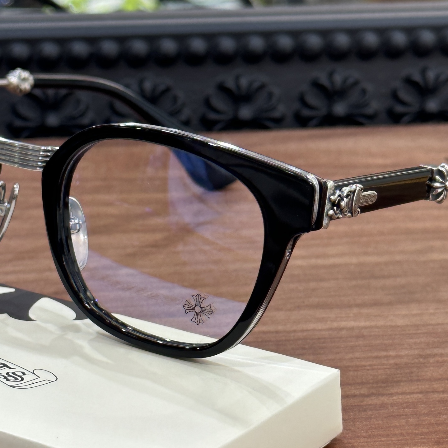 Chrome Hearts DUCK BUTTER Silver Sword Black Square Optical Glasses Unisex DUCK BUTTER BKSS(CHROME HEARTS 425)