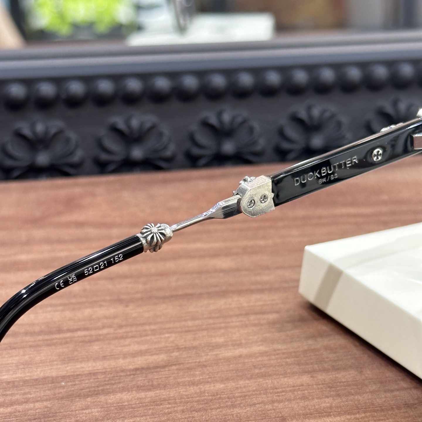 Chrome Hearts DUCK BUTTER Silver Sword Black Square Optical Glasses Unisex DUCK BUTTER BKSS(CHROME HEARTS 425)