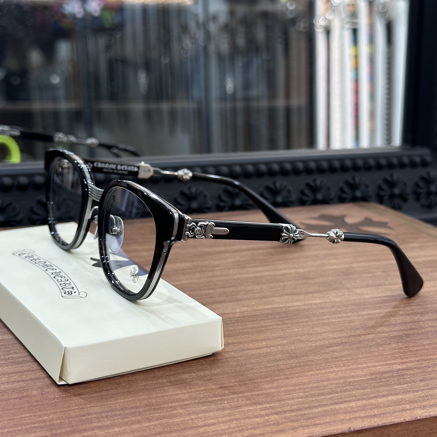 Chrome Hearts DUCK BUTTER Silver Sword Black Square Optical Glasses Unisex DUCK BUTTER BKSS(CHROME HEARTS 425)