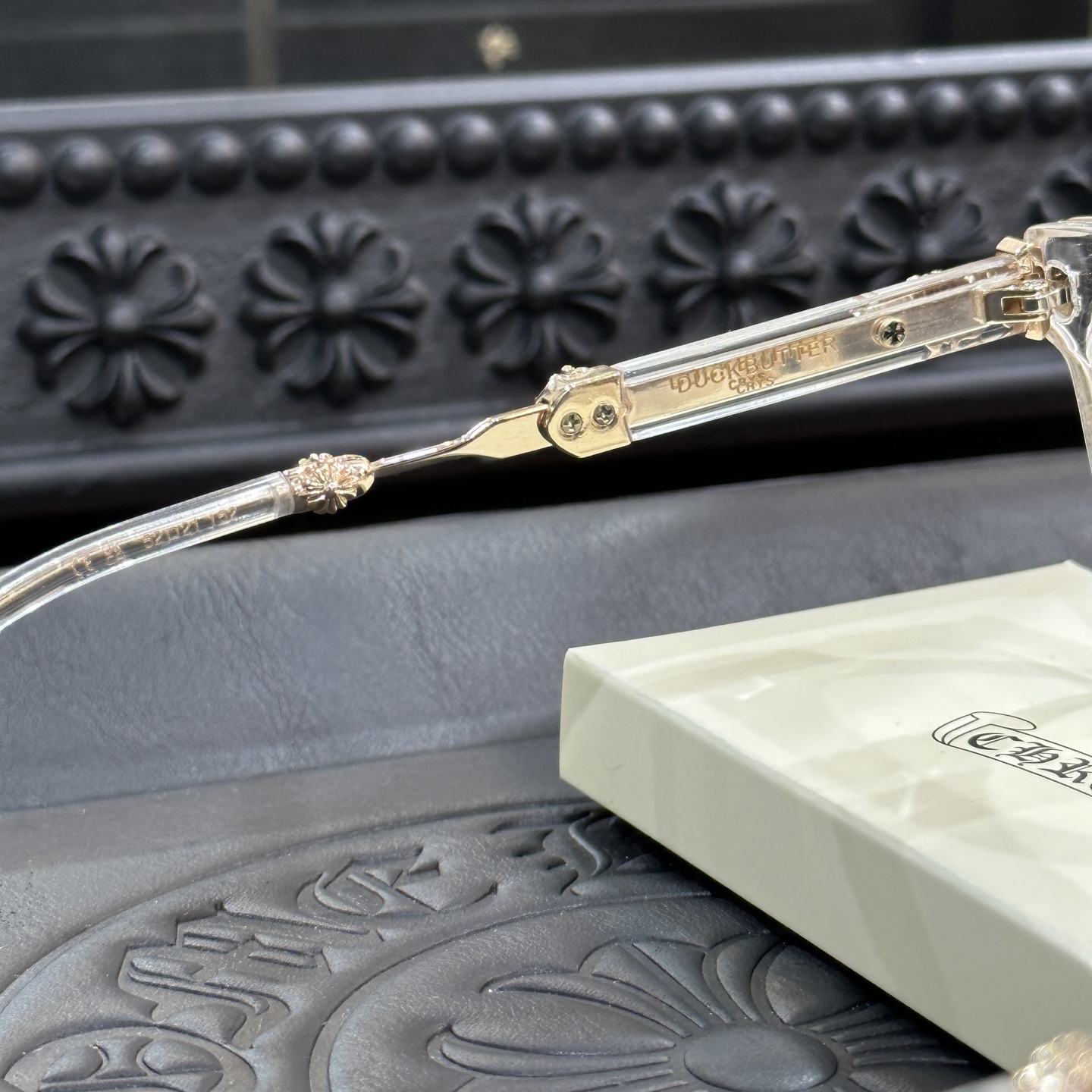 Chrome Hearts DUCK BUTTER Silver Sword Black Square Optical Glasses Unisex DUCK BUTTER BKSS(CHROME HEARTS 425)