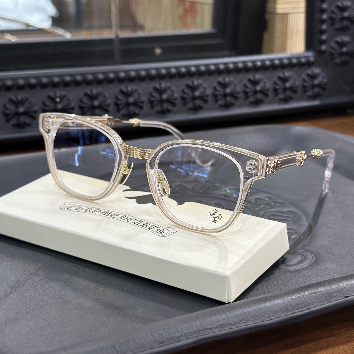 Chrome Hearts DUCK BUTTER Silver Sword Black Square Optical Glasses Unisex DUCK BUTTER BKSS(CHROME HEARTS 425)