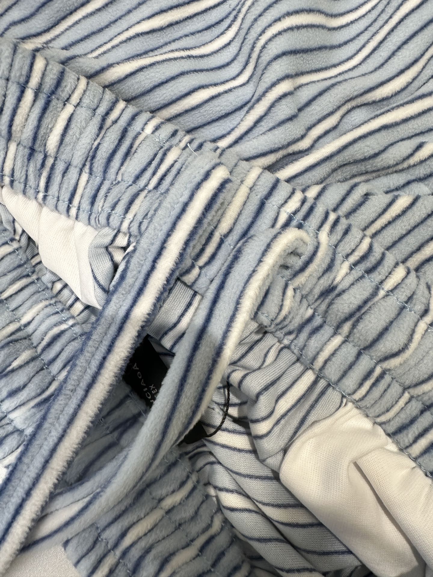 BALENCIAGA Large Pyjama Pants Striped Light Fleece "Light Blue/White/Dark Blue"（803403TQLF24202）
