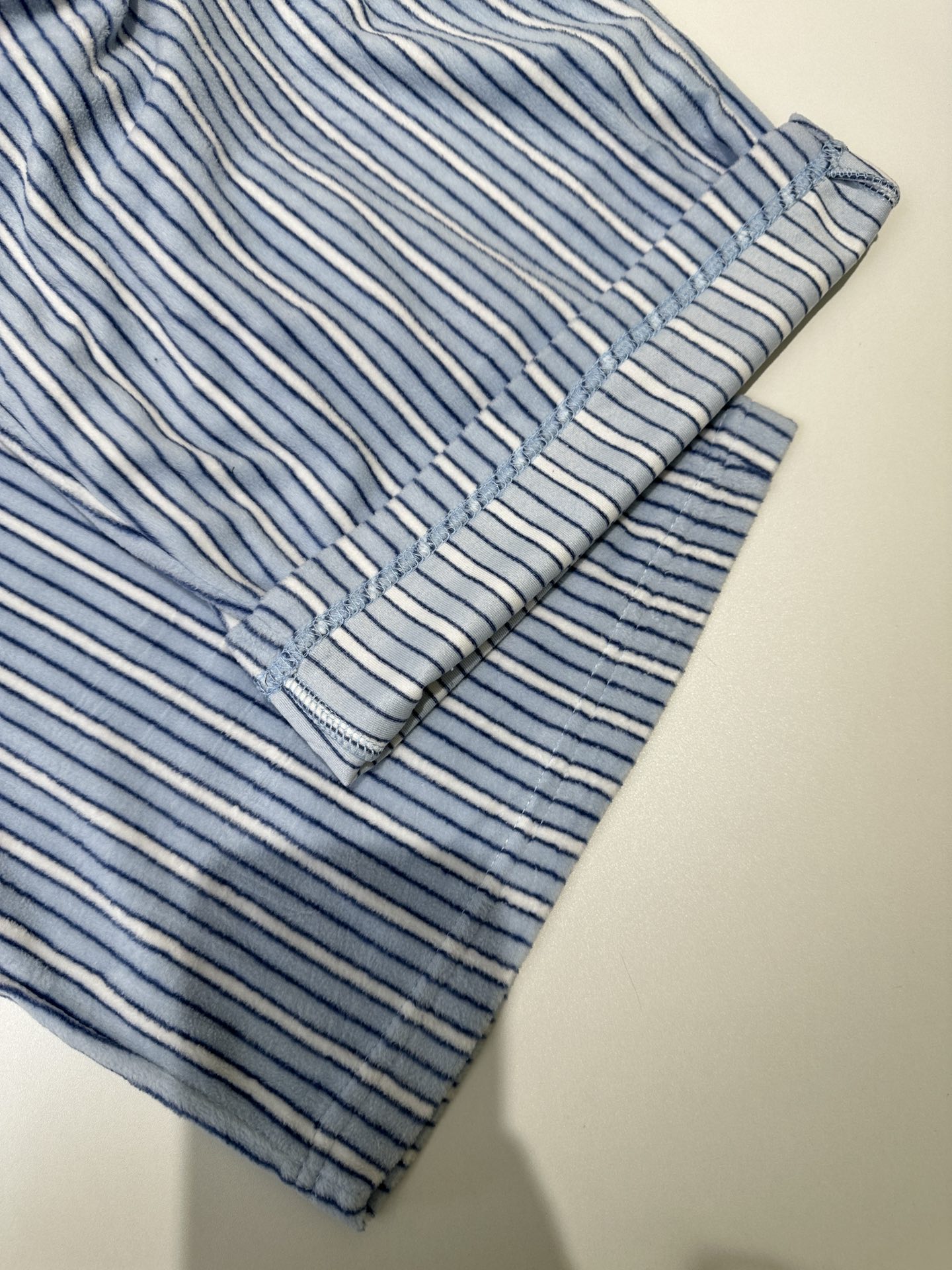 BALENCIAGA Large Pyjama Pants Striped Light Fleece "Light Blue/White/Dark Blue"（803403TQLF24202）