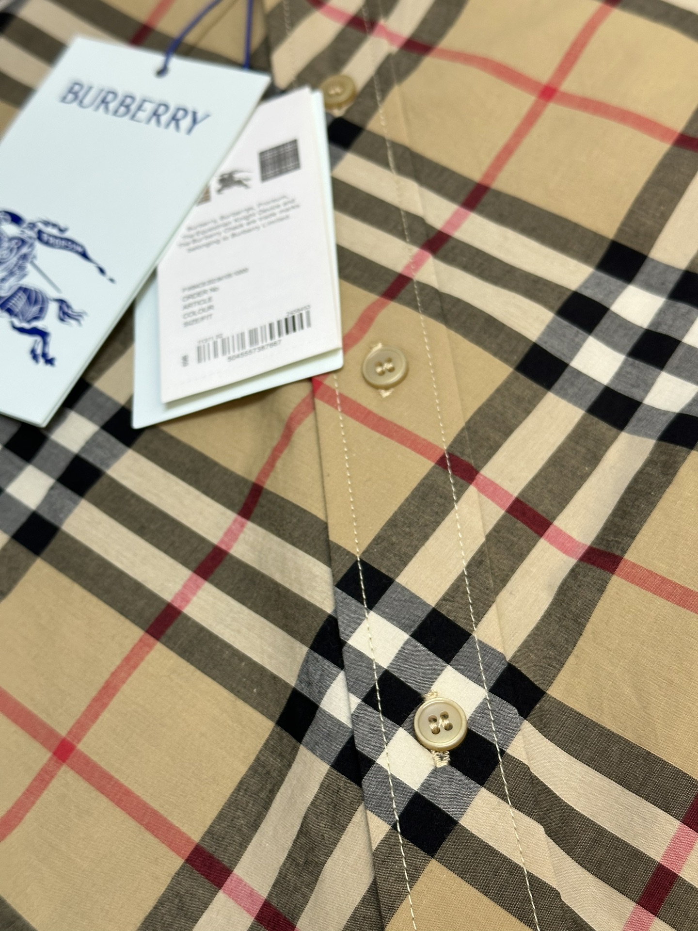 BURBERRY Regular Fit Check Cotton Shirt（80876371)