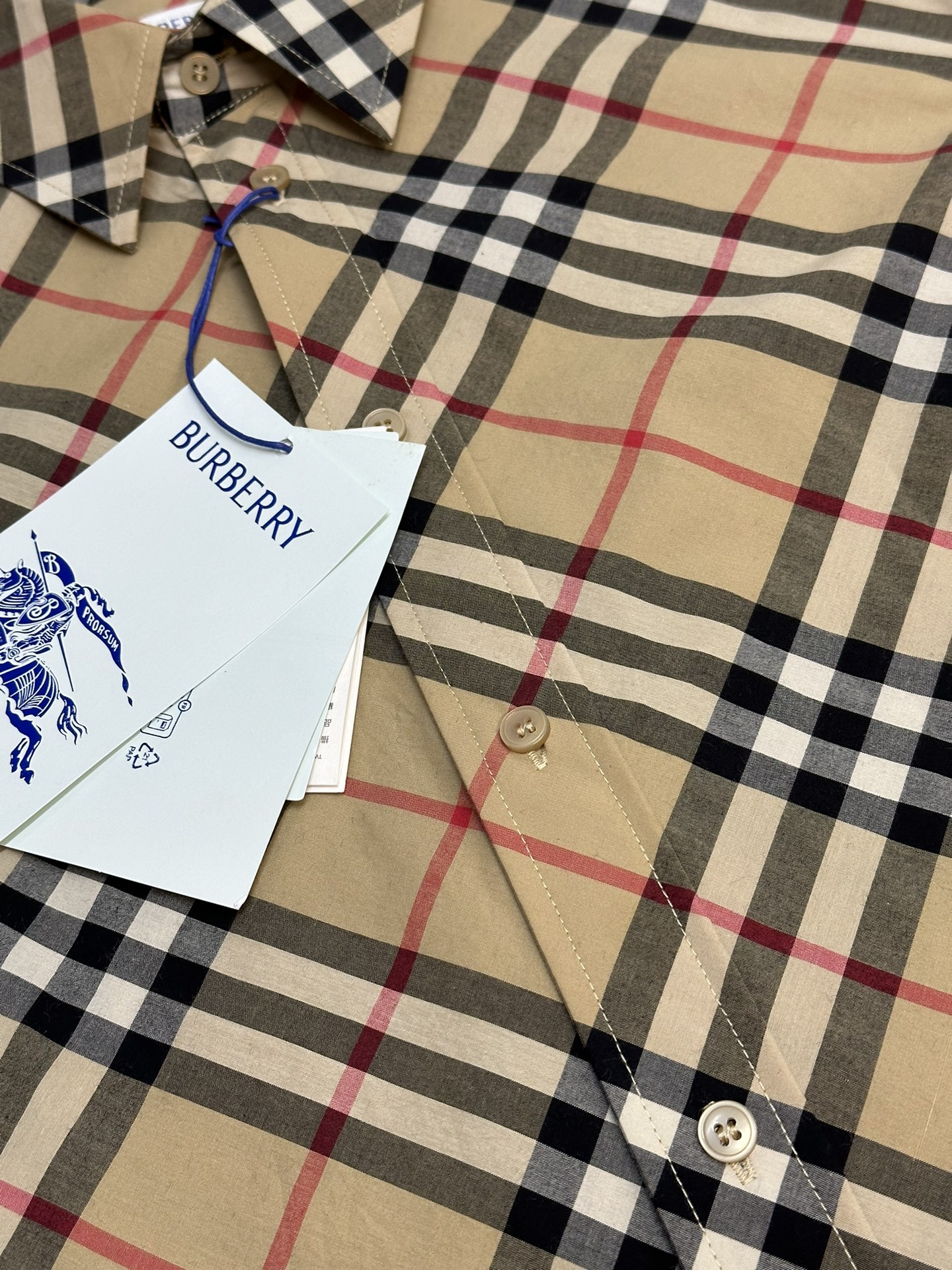 BURBERRY Regular Fit Check Cotton Shirt in Sand （80876341)