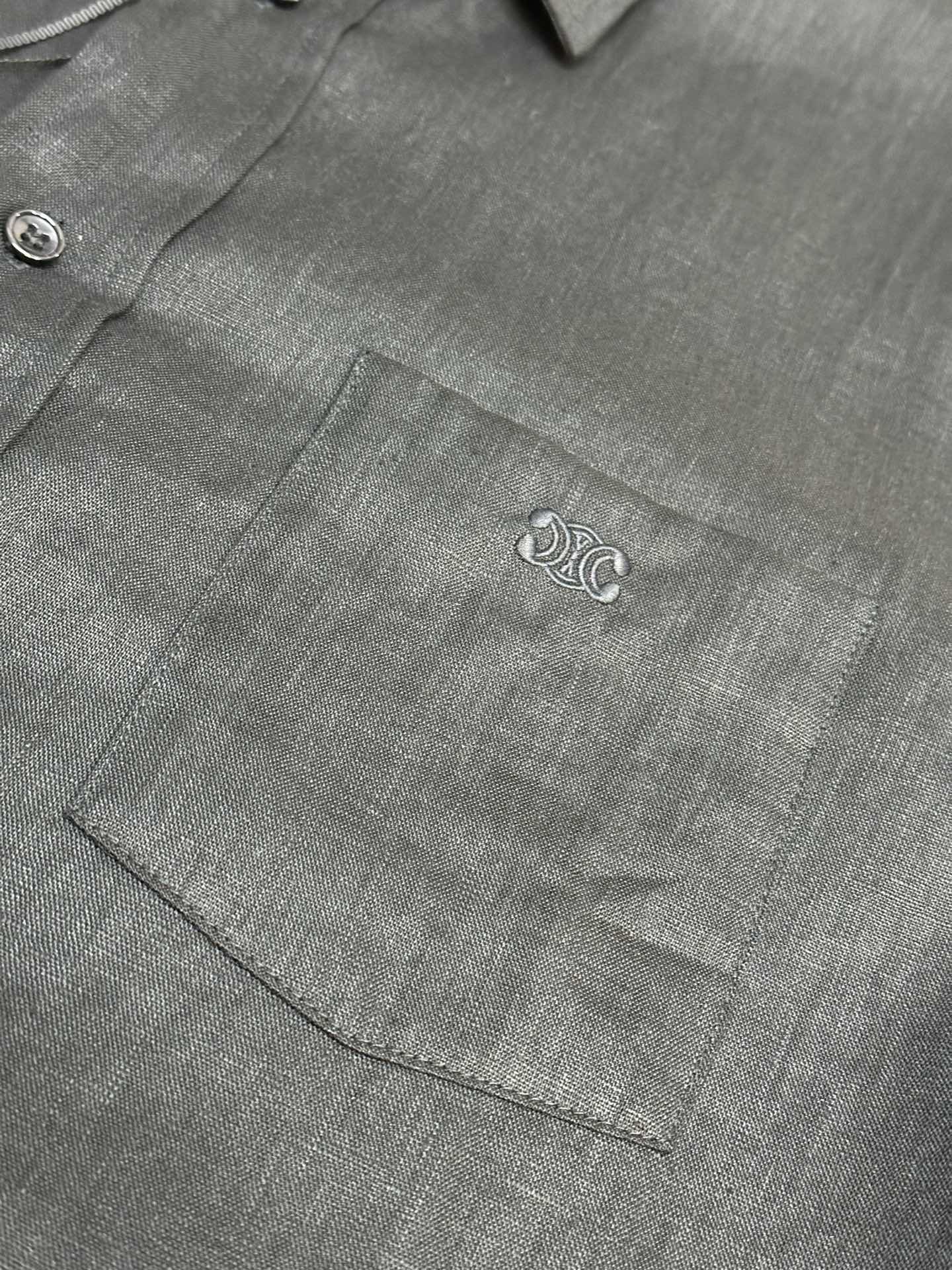 CELINE loose shirt in linen - BLACK (2C982170U-38NO）