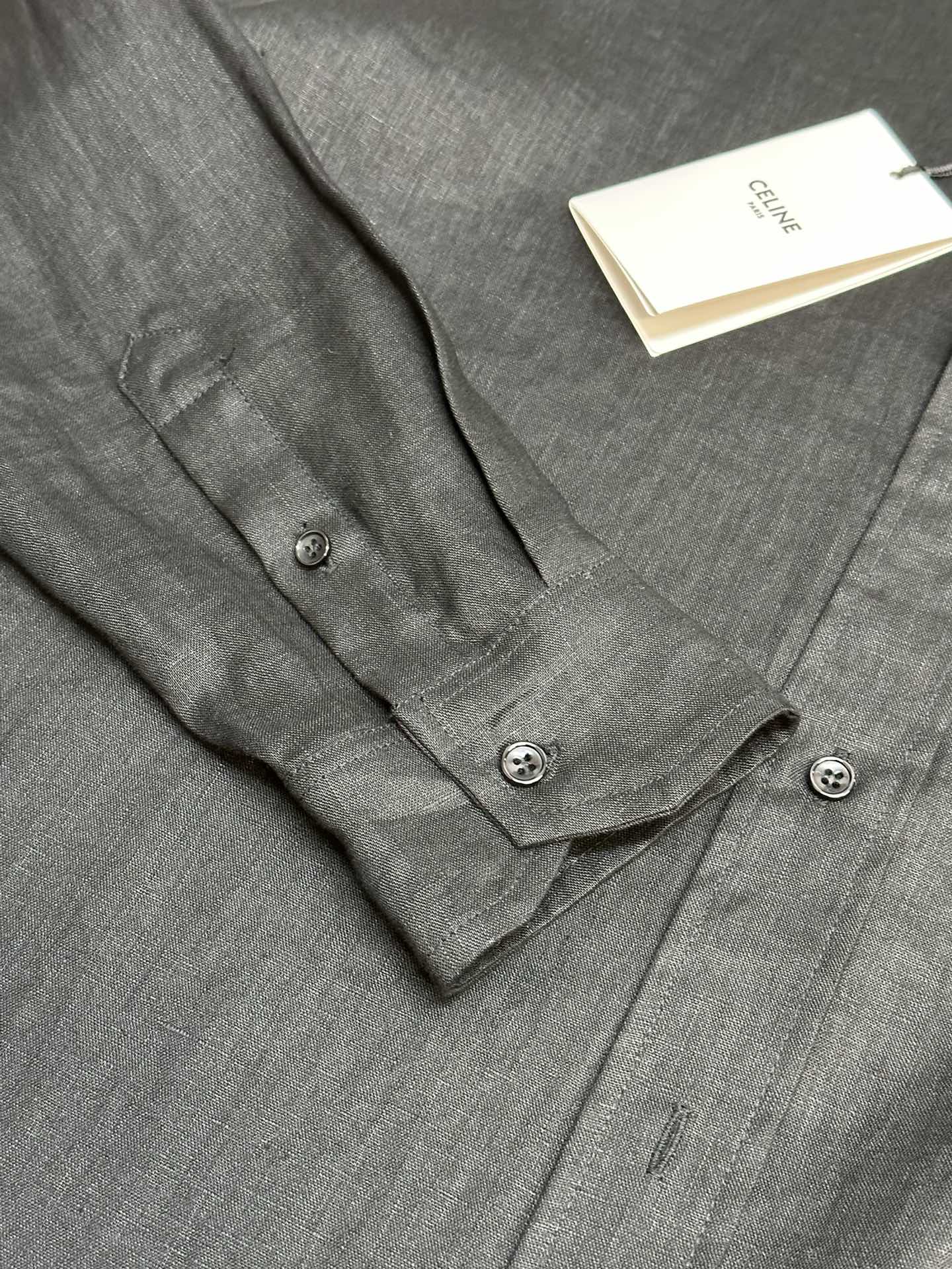 CELINE loose shirt in linen - BLACK (2C982170U-38NO）