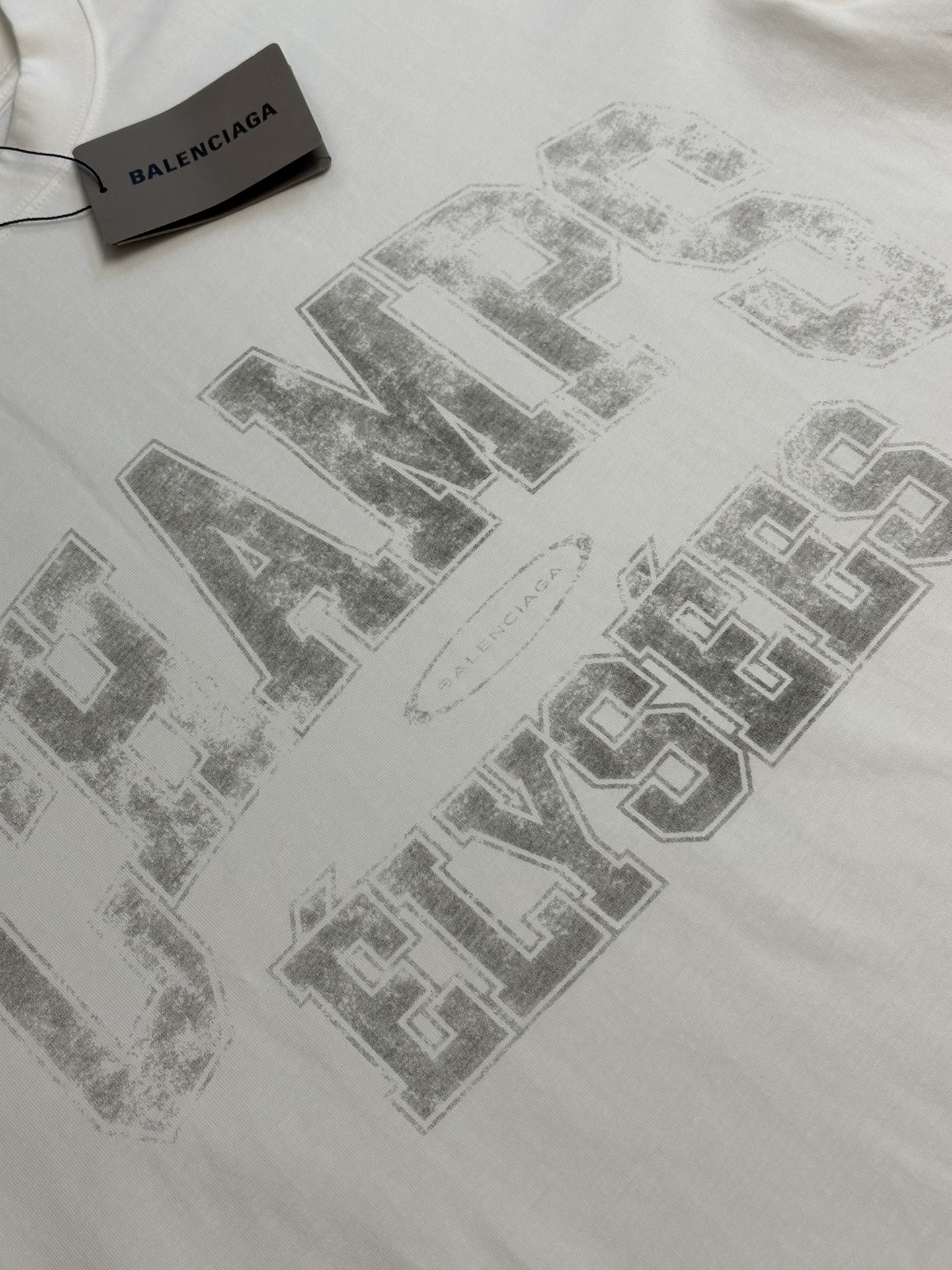 BALENCIAGA Champs-Elysees T-Shirt Oversized in Vintage Jersey "Off White"（787349TRVN19016）