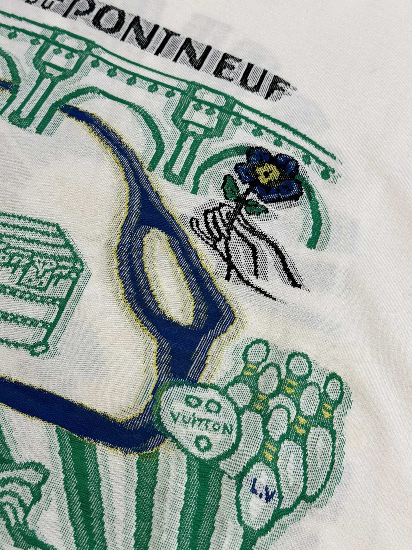 Louis Vuitton Intarsia Graphic Cotton T-Shirt "Blanc Lait"（1AFJFN）