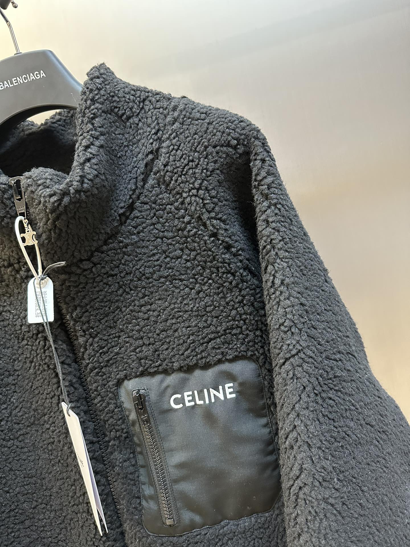 CELINE Hoodie Logo Black Hooded Jacket (2Y30H699M-38AW）