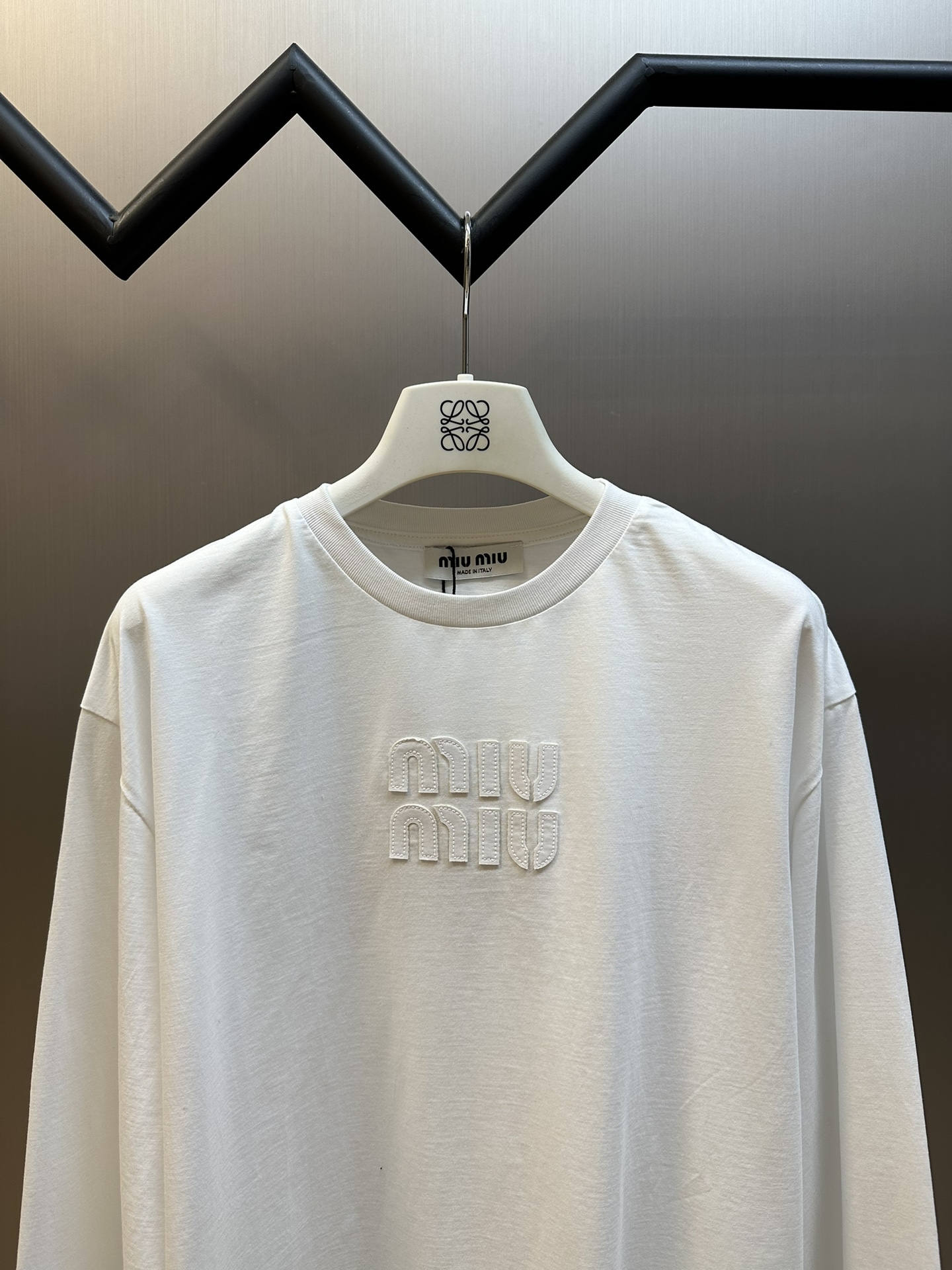 MiuMiu White Cotton T-shirt With Embroidered Logo （MJL862-1YXT-F0009-S-232）