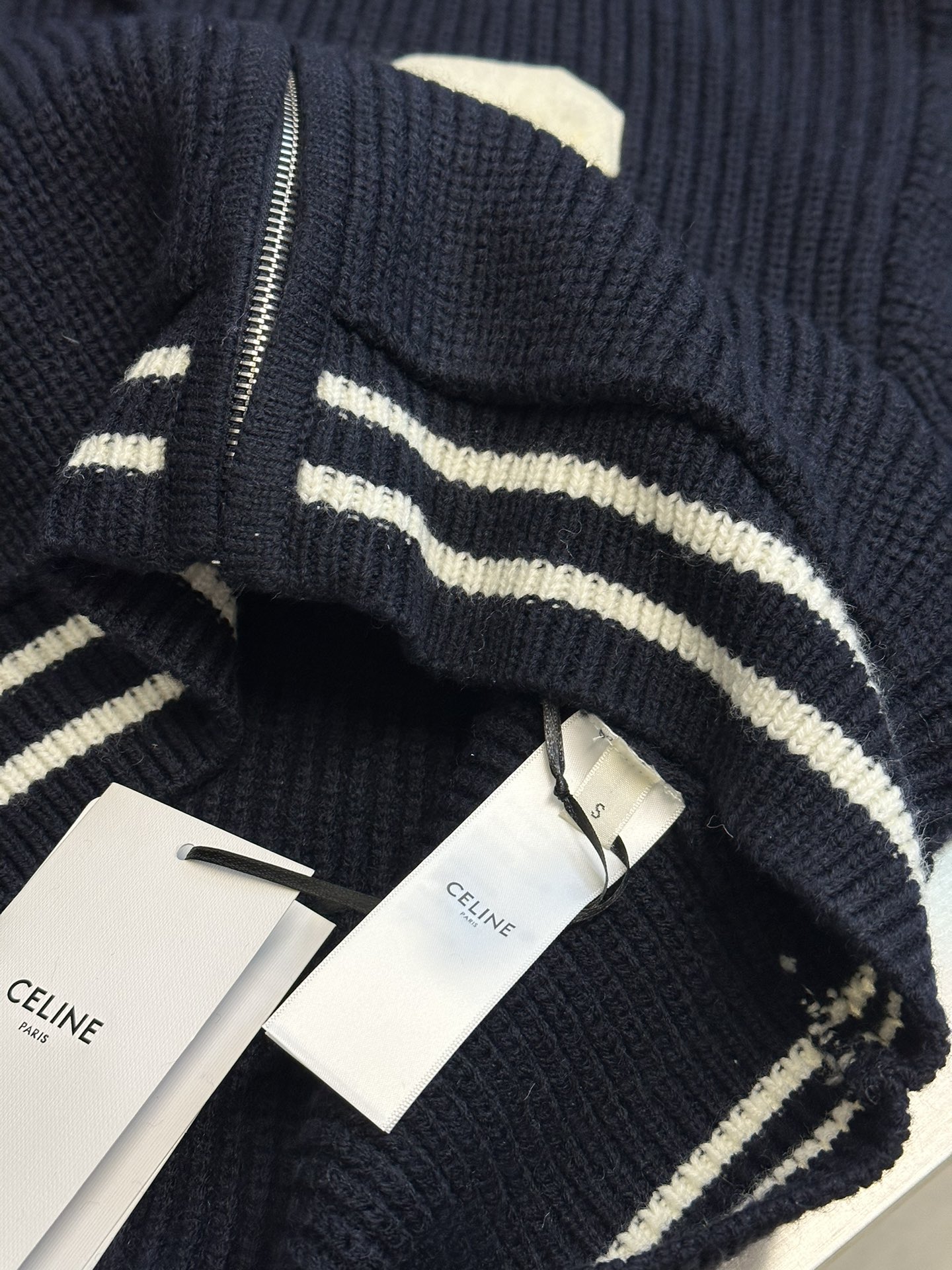 CELINE College hooded zip-up sweater (81090851）