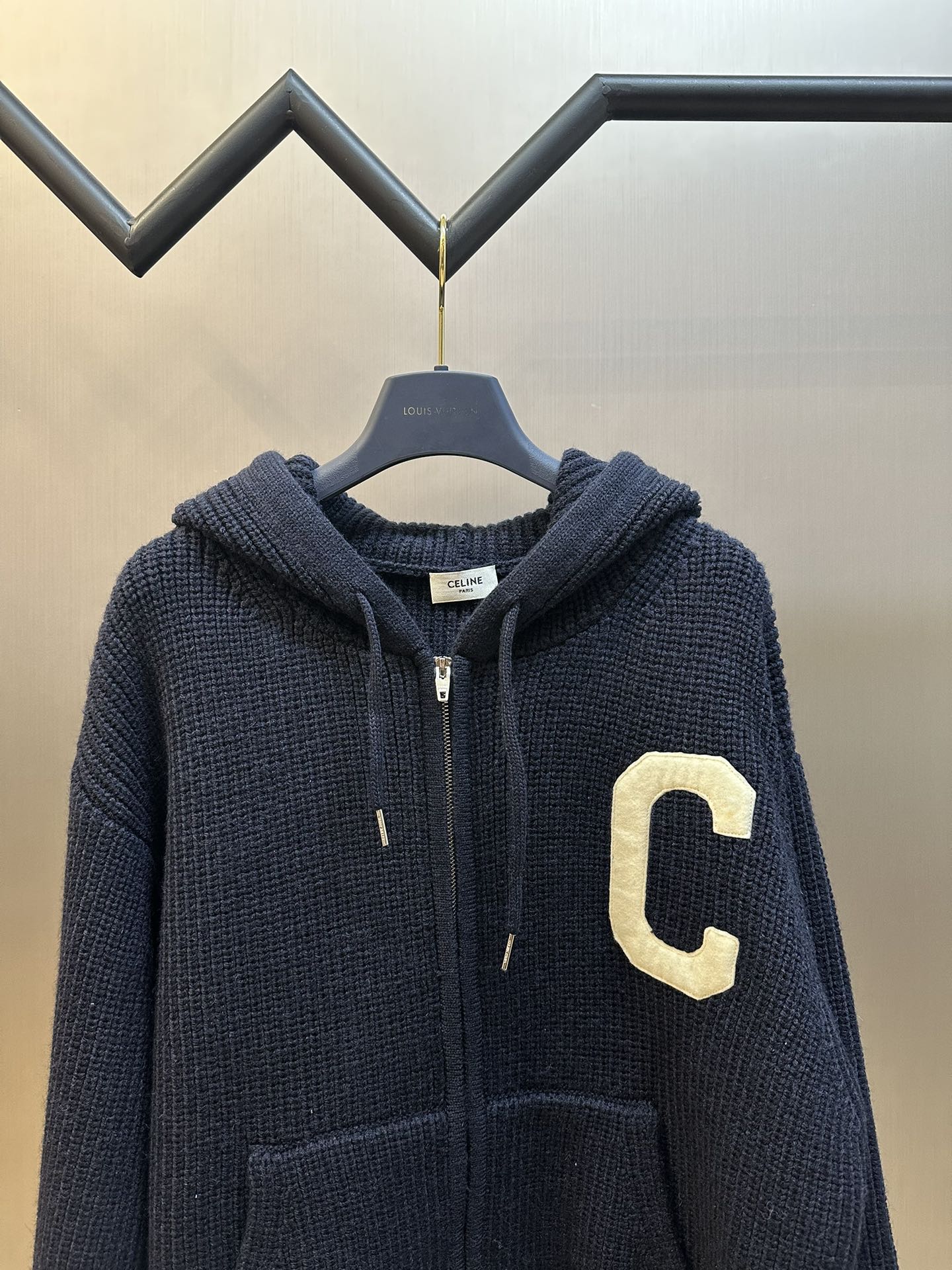 CELINE College hooded zip-up sweater (81090851）