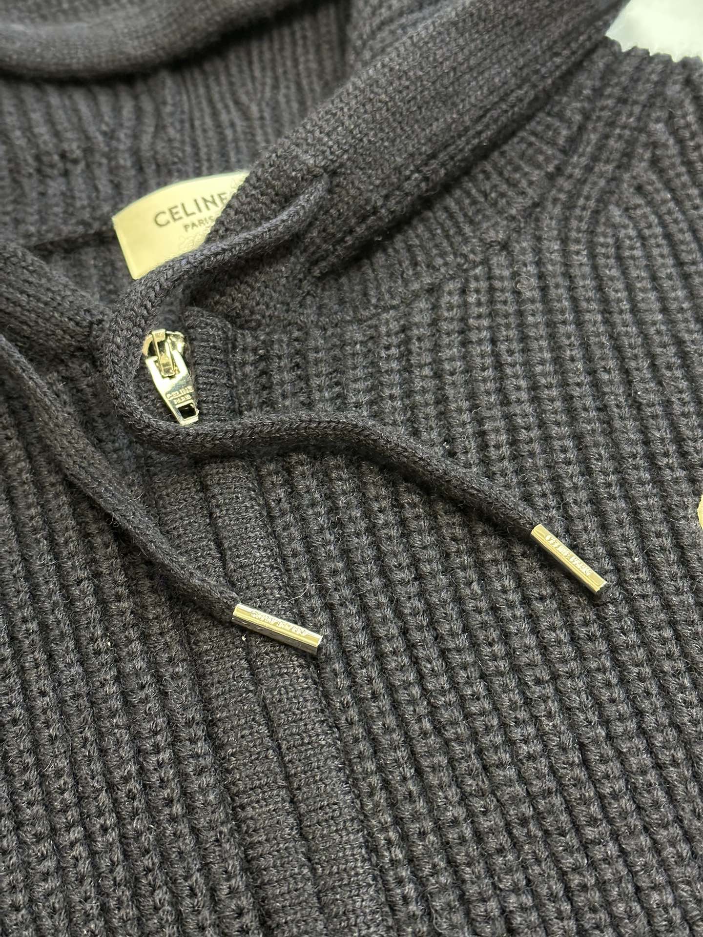 CELINE College hooded zip-up sweater (81090851）