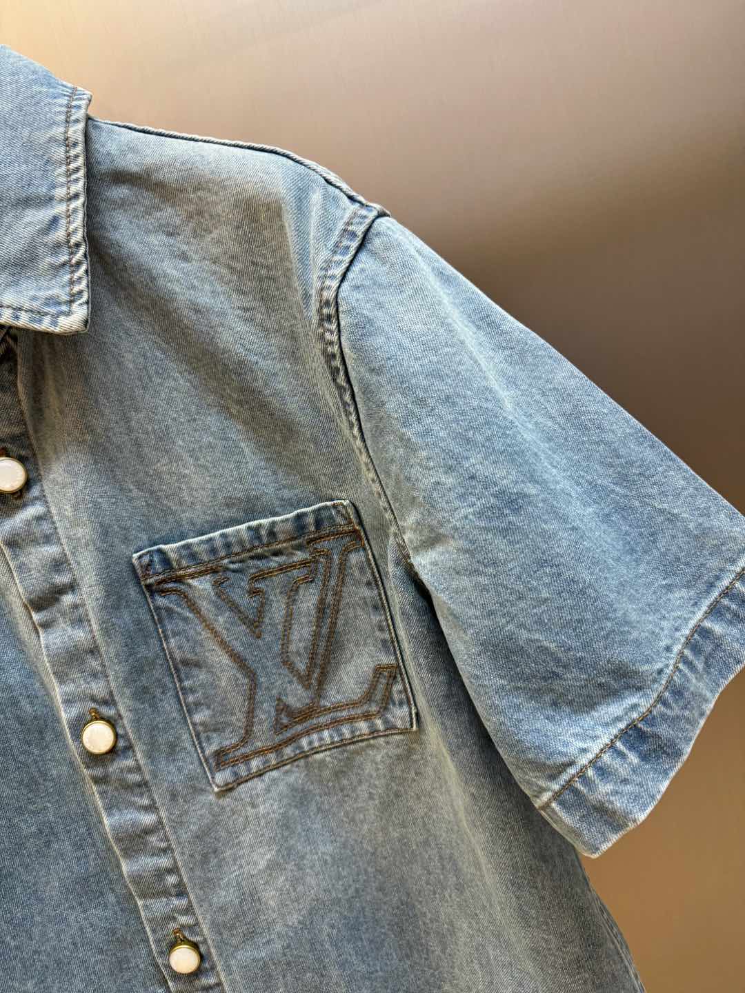Louis Vuitton Short Sleeve Denim Shirt（1AGJOP）