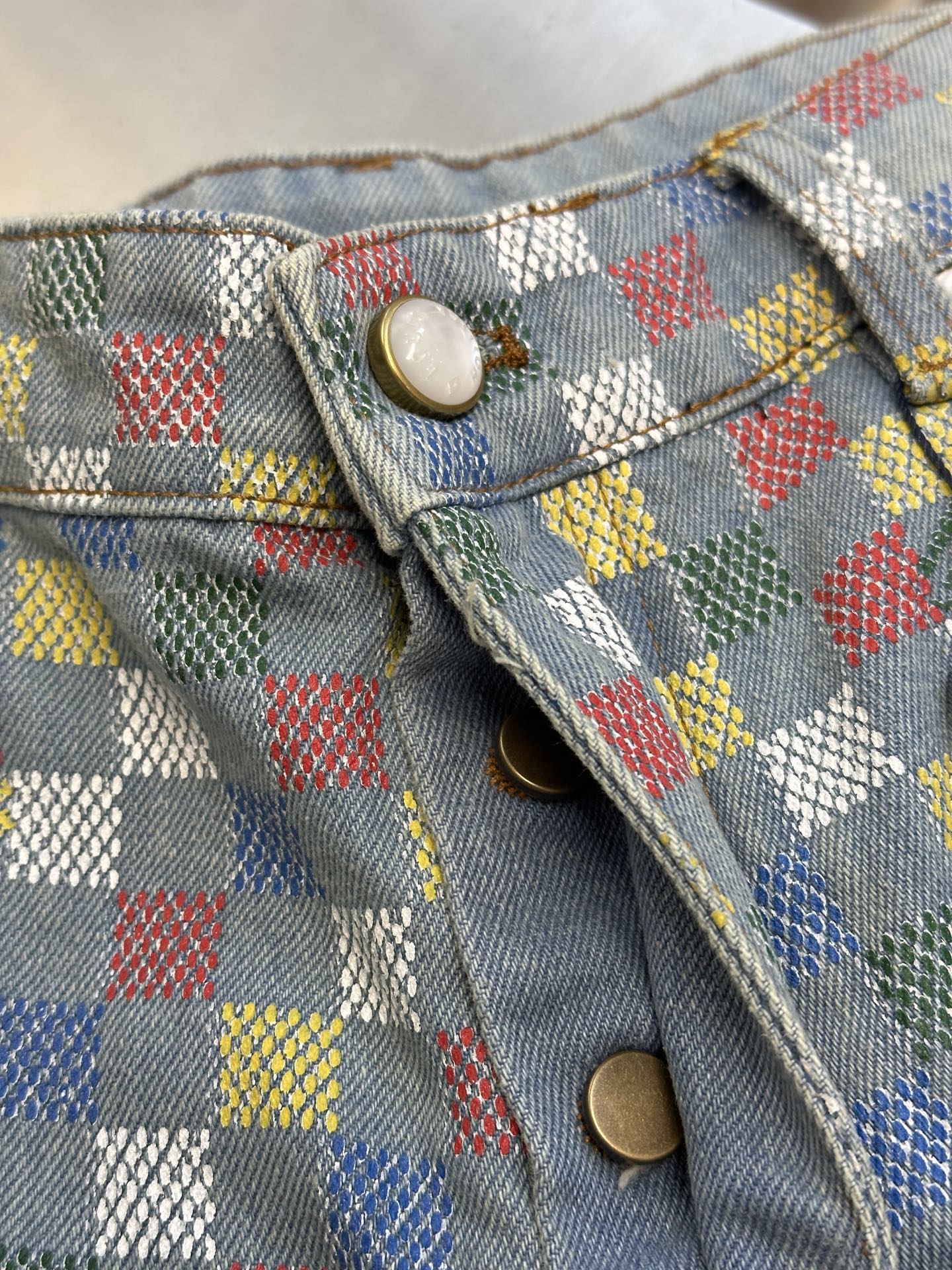 Louis Vuitton Damier Denim Wide Leg Pants（1AHBMM）