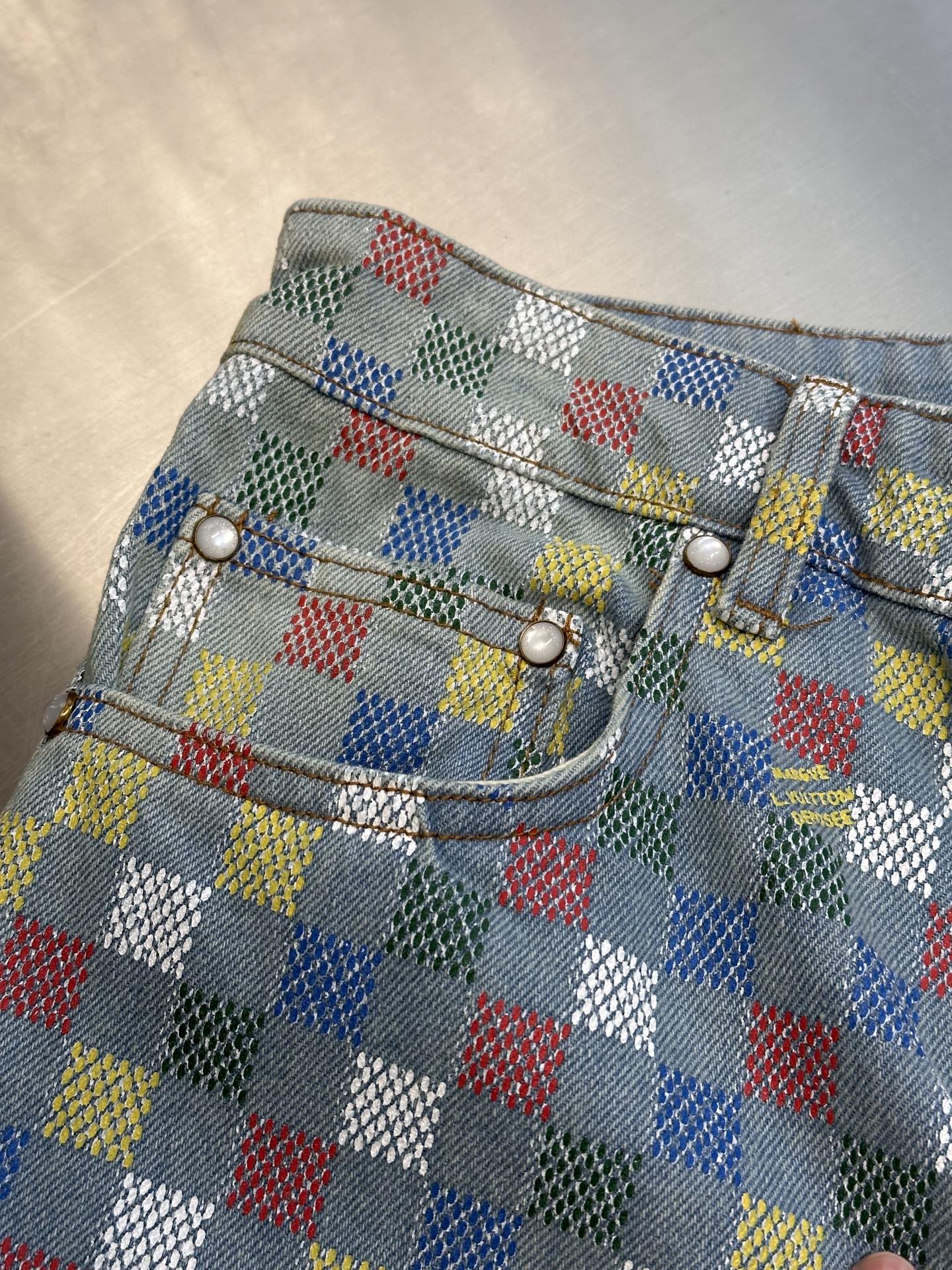 Louis Vuitton Damier Denim Wide Leg Pants（1AHBMM）