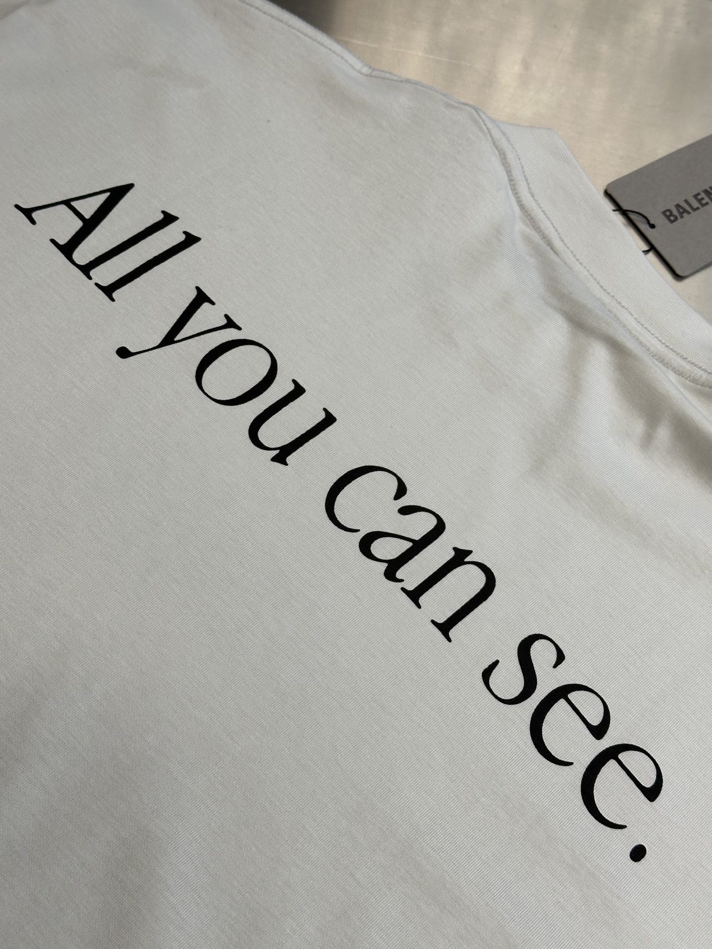 BALENCIAGA Men's 360 Sunglasses T-Shirt Medium Fit "Dirty Effect White"（764235TSVH89012）