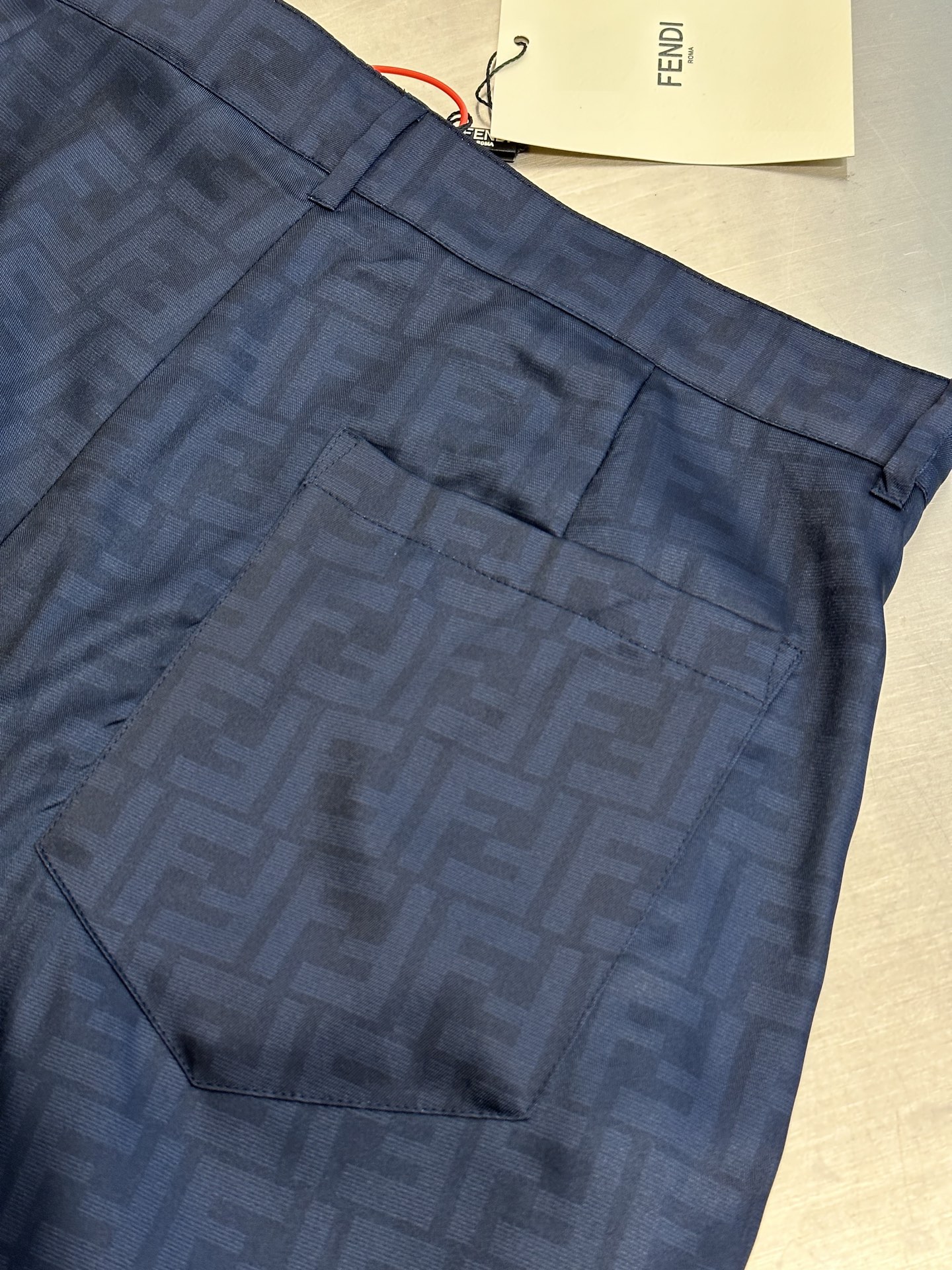 FENDI Men's Bermudas Short Pants in FF Silk "Blue"(FB1014AKEEF0H5A）