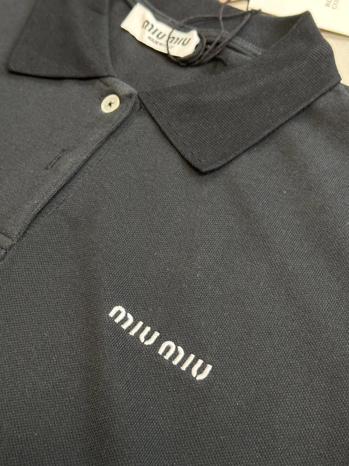 MIUMIU  cotton piqué polo shirt （MJN535-14RW-F0008-S-OOO）