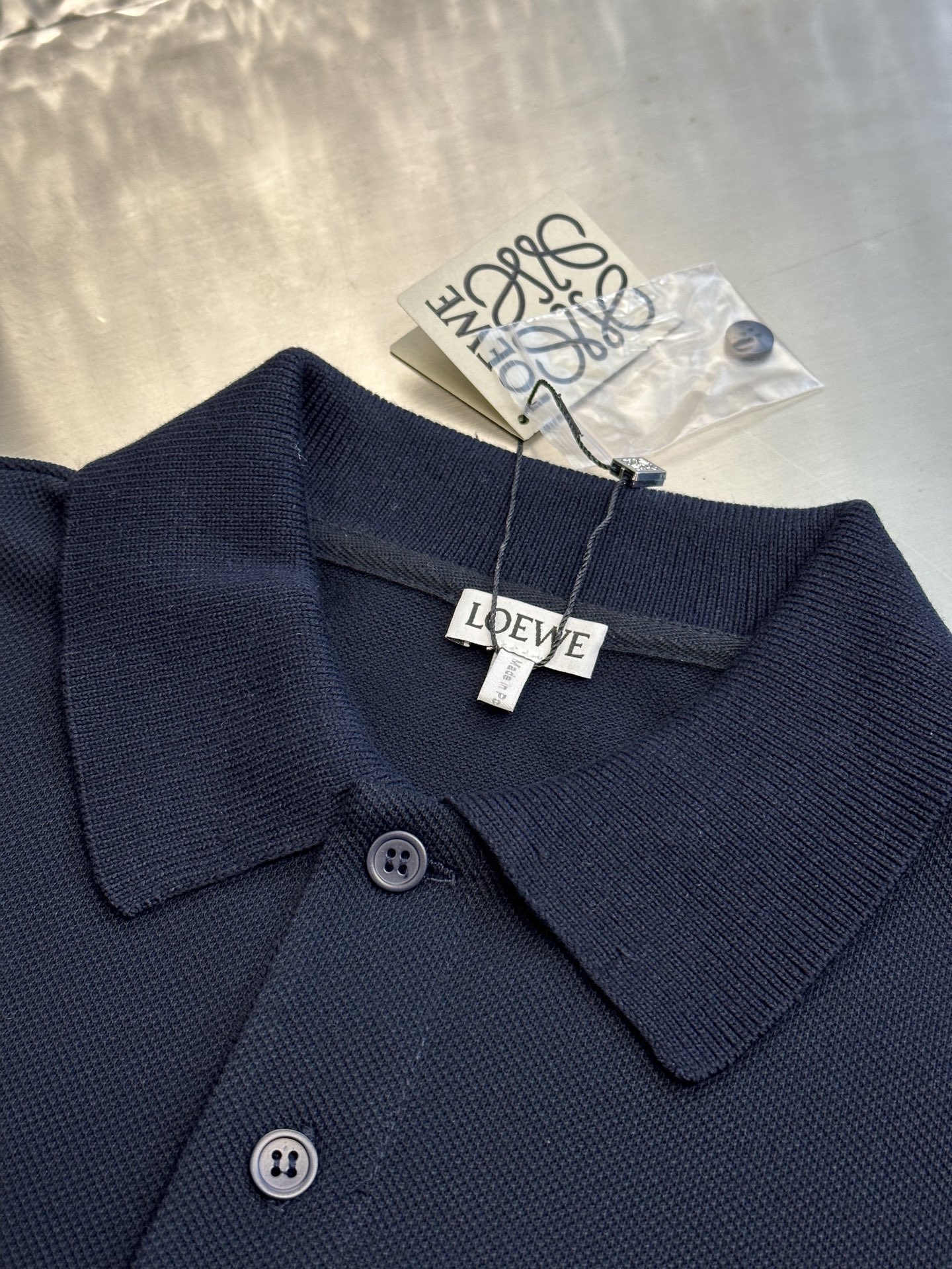 LOEWE cotton polo shirt, blue（H526Y23XA1-5110）