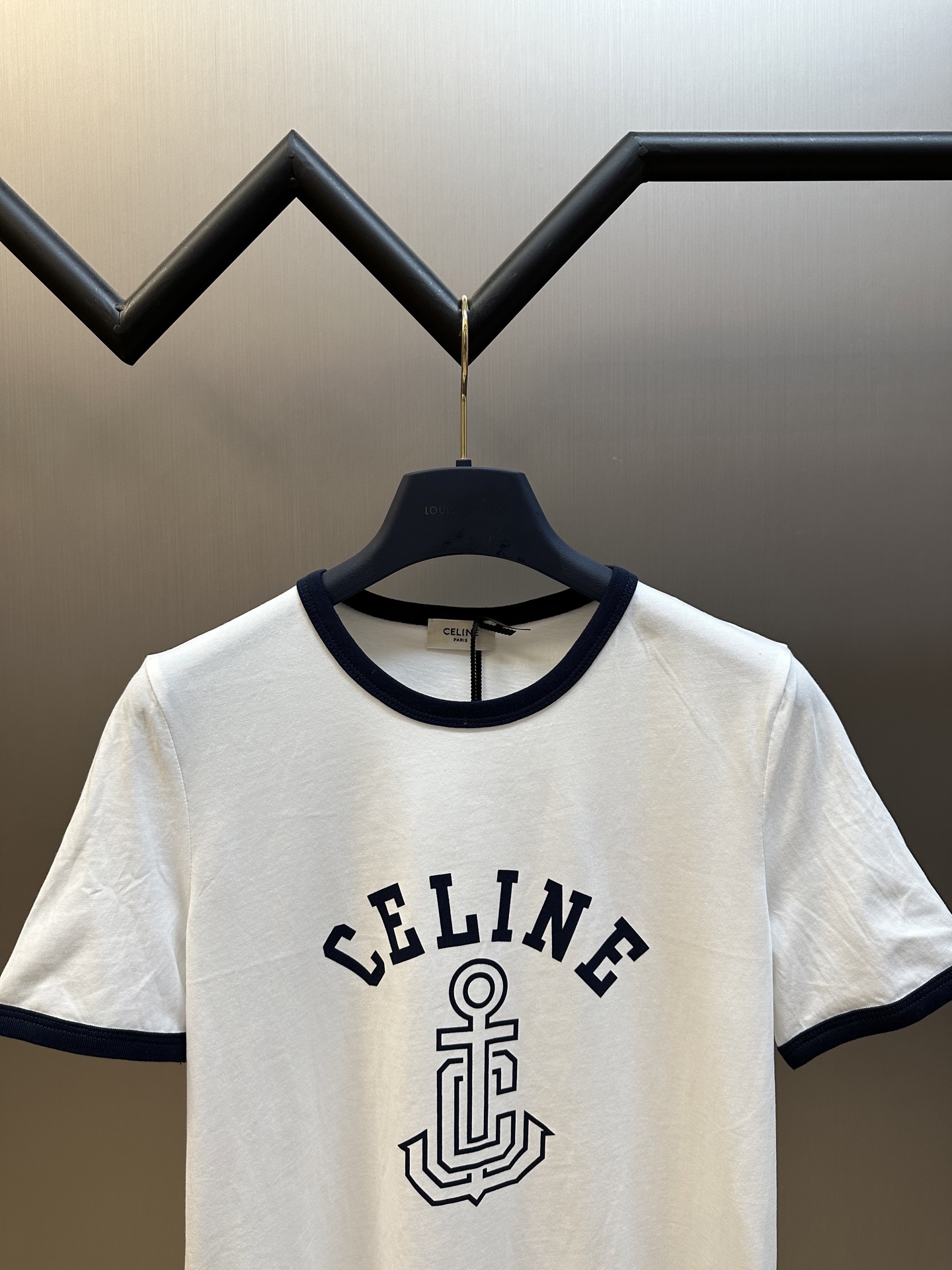CELINE ANCHOR COTTON JERSEY 70S T-SHIRT (RX07I507Z-01MA）