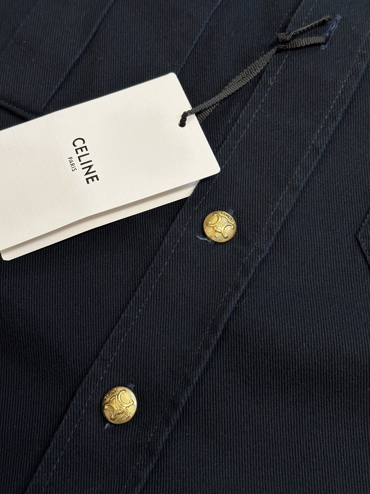 CELINE Men's Military Shirt in Cotton Wool Twill "Navy" (RC055364F-07MR）