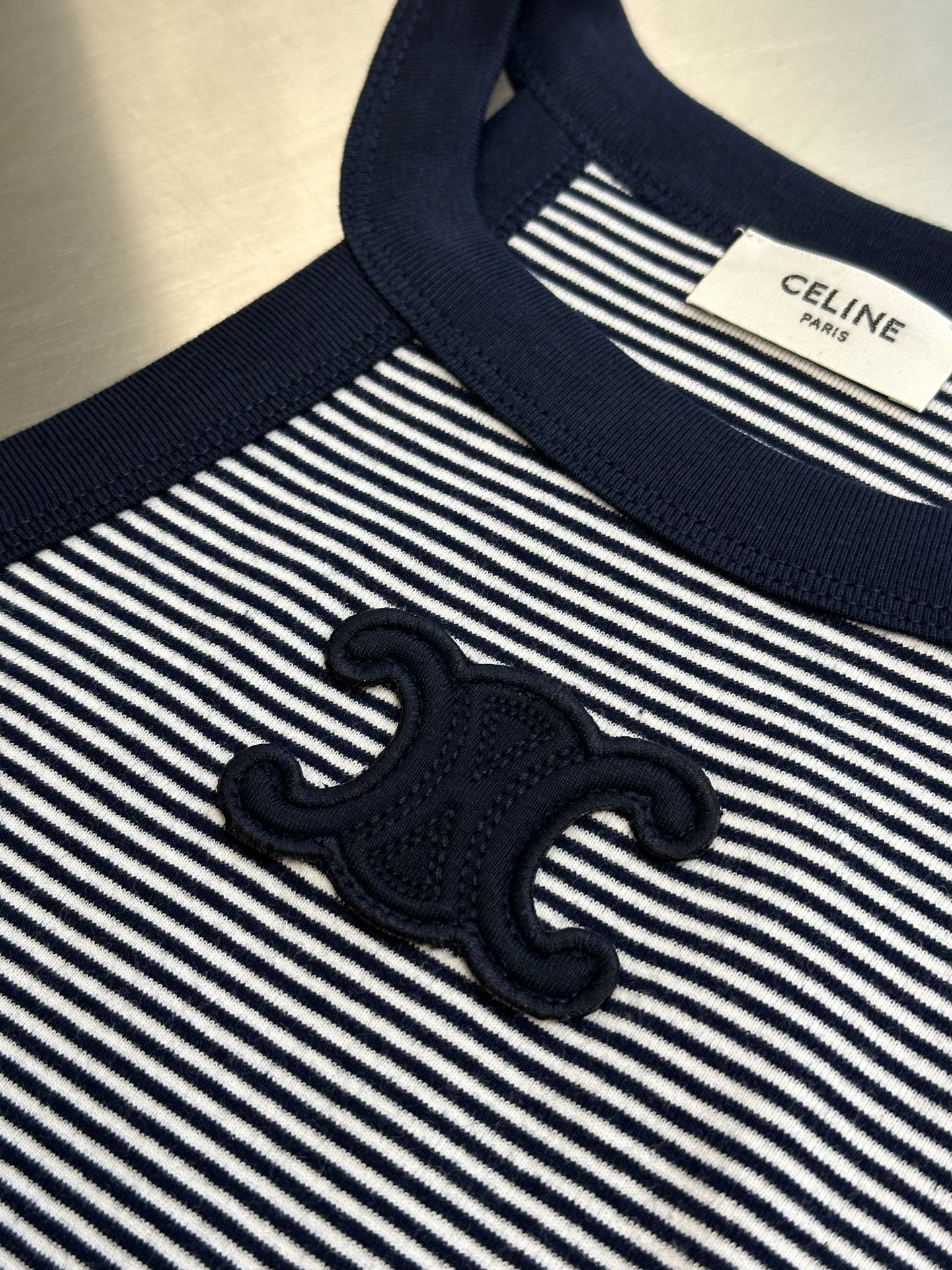 Celine Triomphe striped tank top in jersey (2X27N133U-01MA）