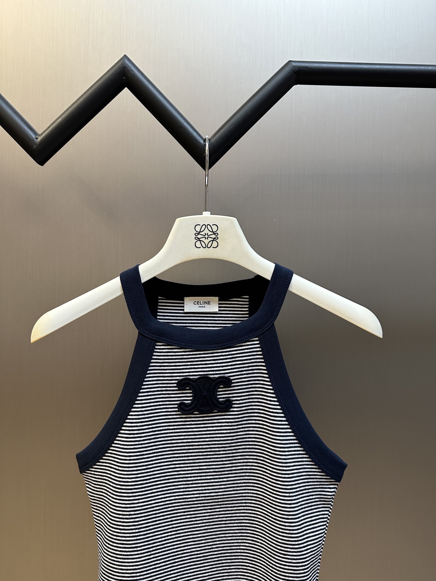 Celine Triomphe striped tank top in jersey (2X27N133U-01MA）