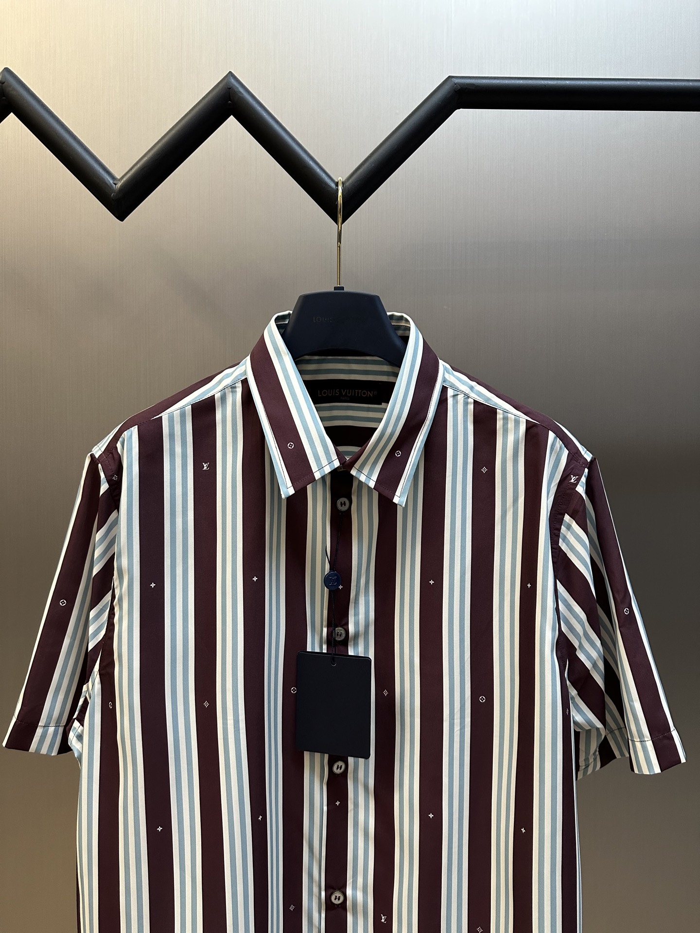 Louis Vuitton fashionable collar short sleeve shirt striped（1AHVWH）