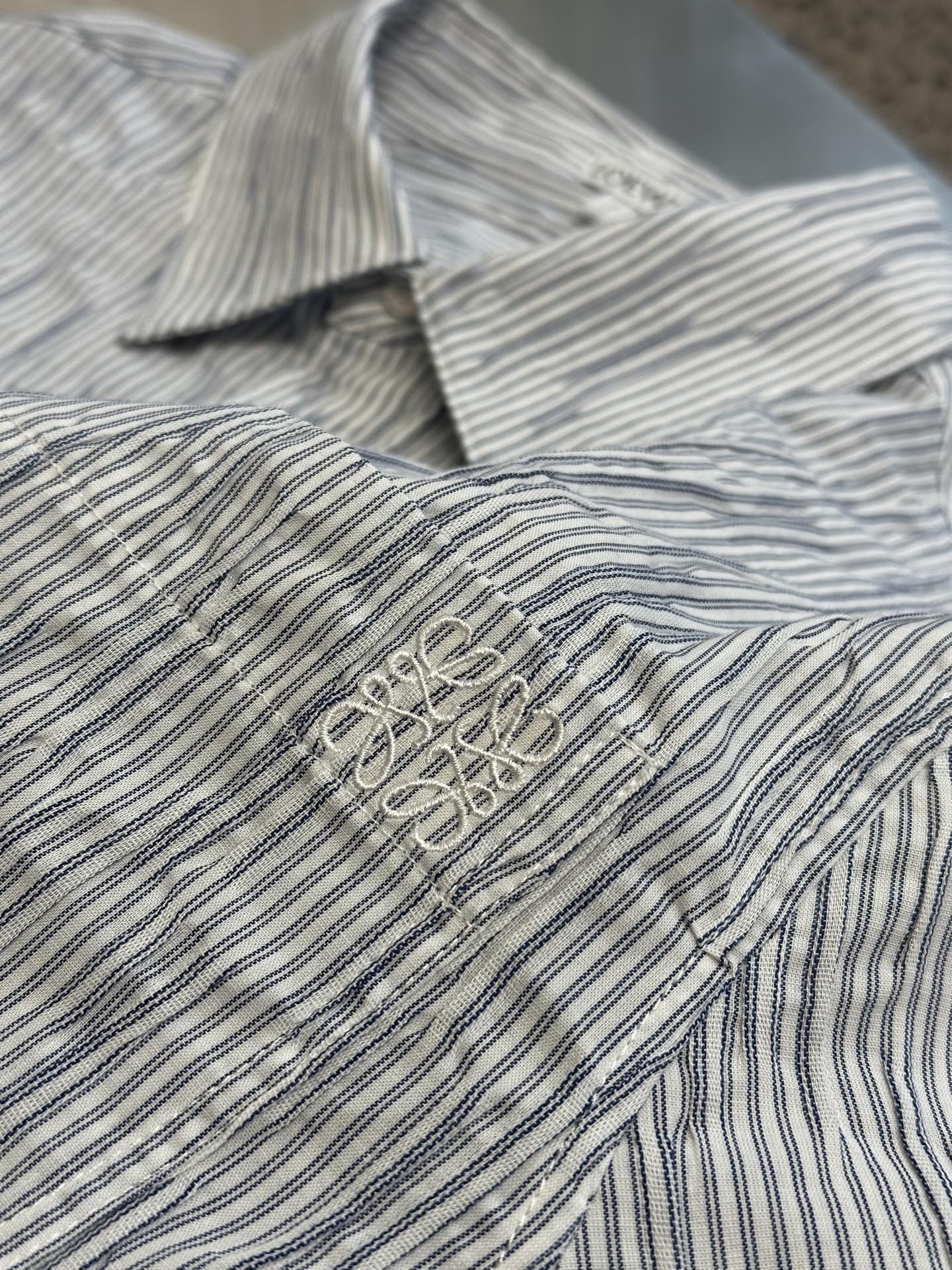 Loewe Striped Long-Sleeve Shirt 'Blue/White (H616Y05X69-5102）