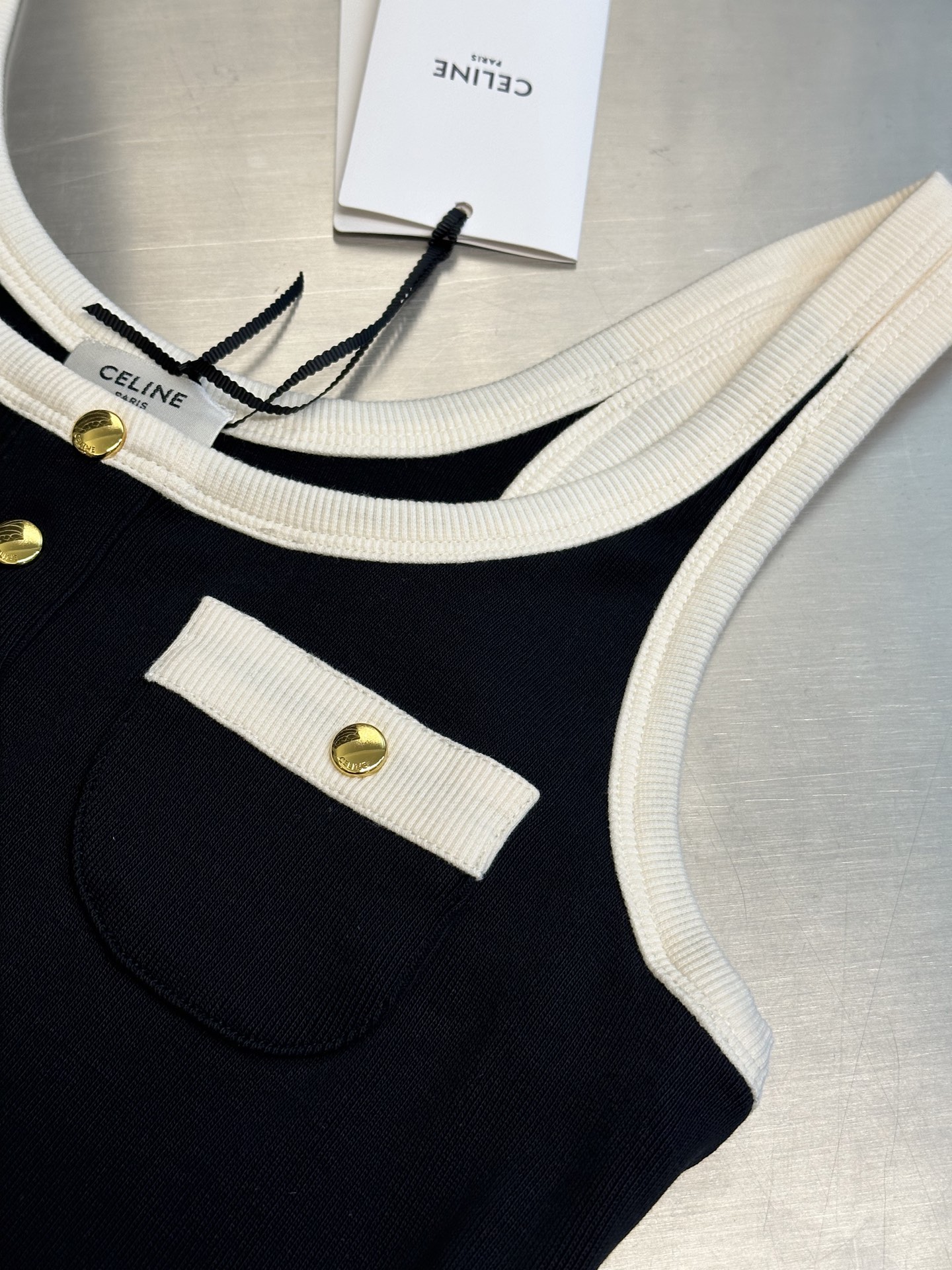 CELINE COTTON JERSEY CROP TANK TOP（RX03A0Q12-38ZD）