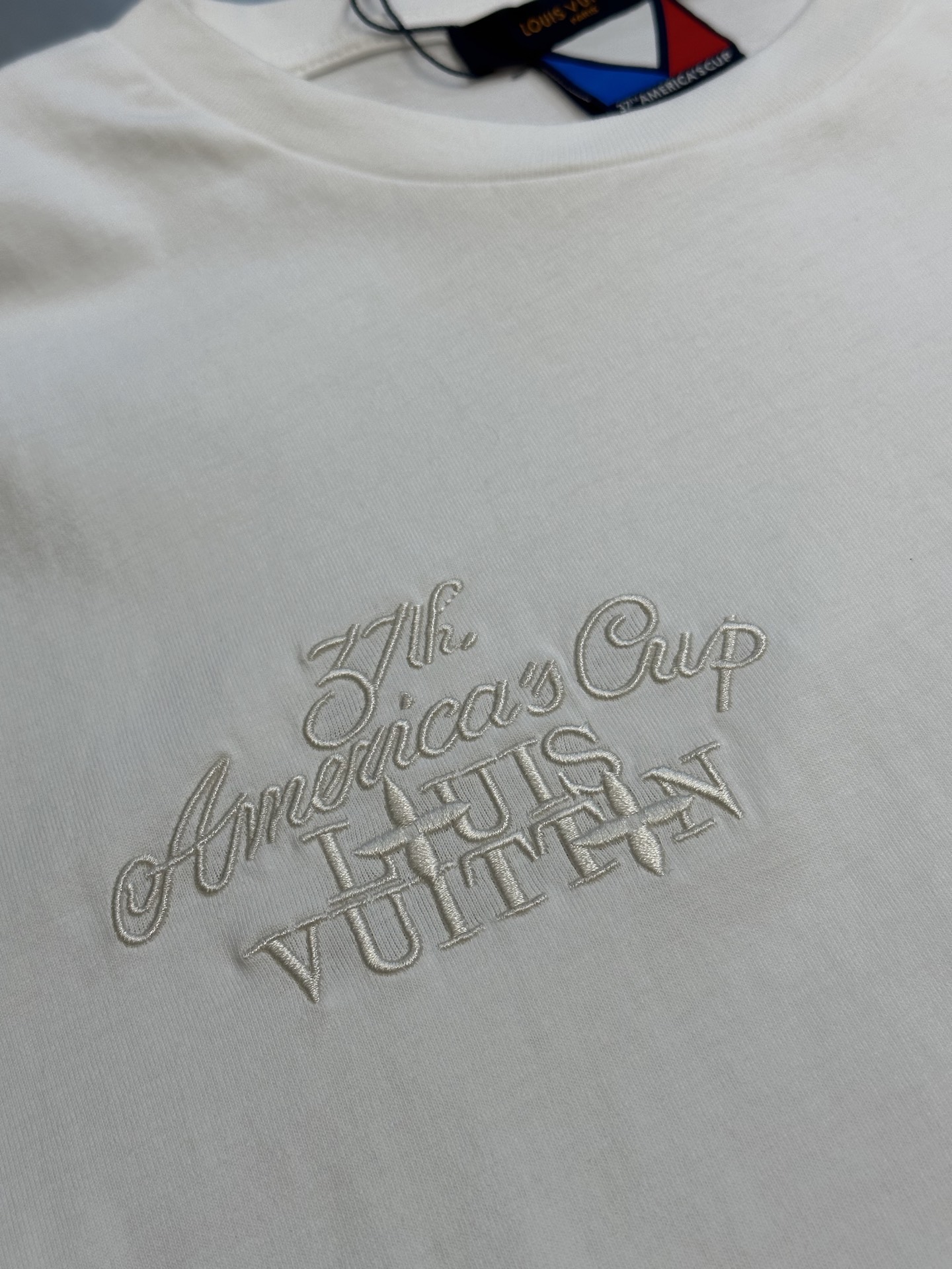 LOUIS VUITTON America's Cup Embossed Logo Embroidered Crew Neck T-Shirt（1AFVUX）
