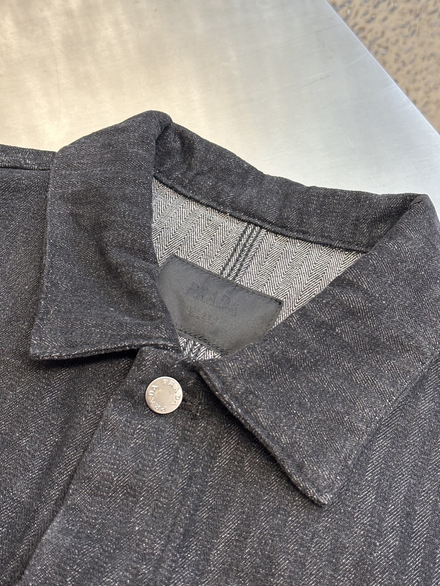 PRADA Chevron denim blouson jacket (GEB254-16HD-F0557-S-OOO）