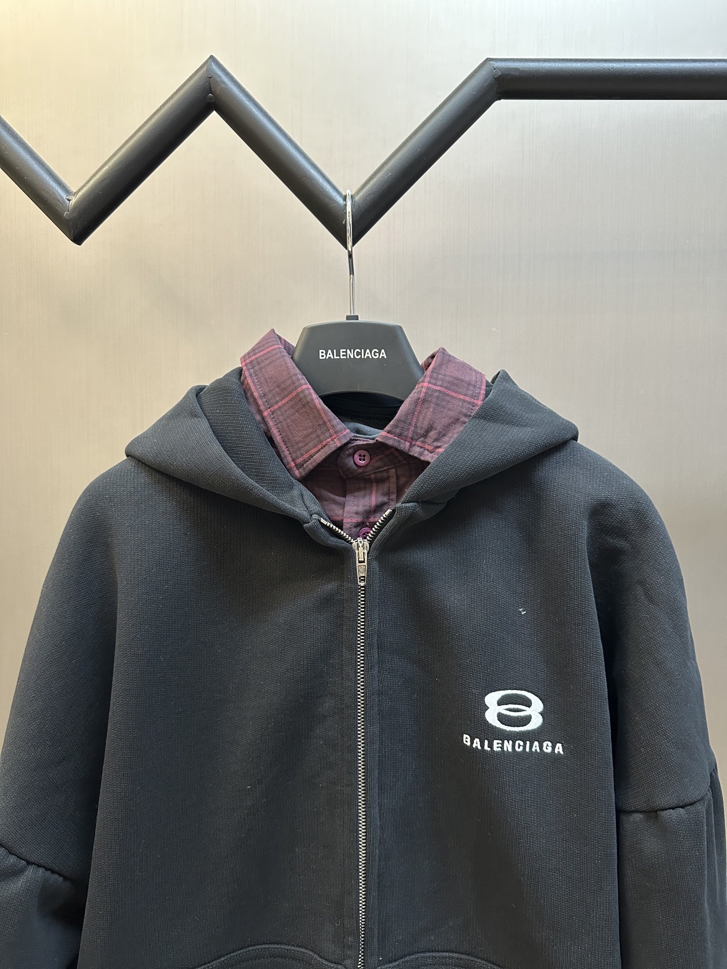 Balenciaga Layered Hoodie Black Men's  (772206TPVL71070）