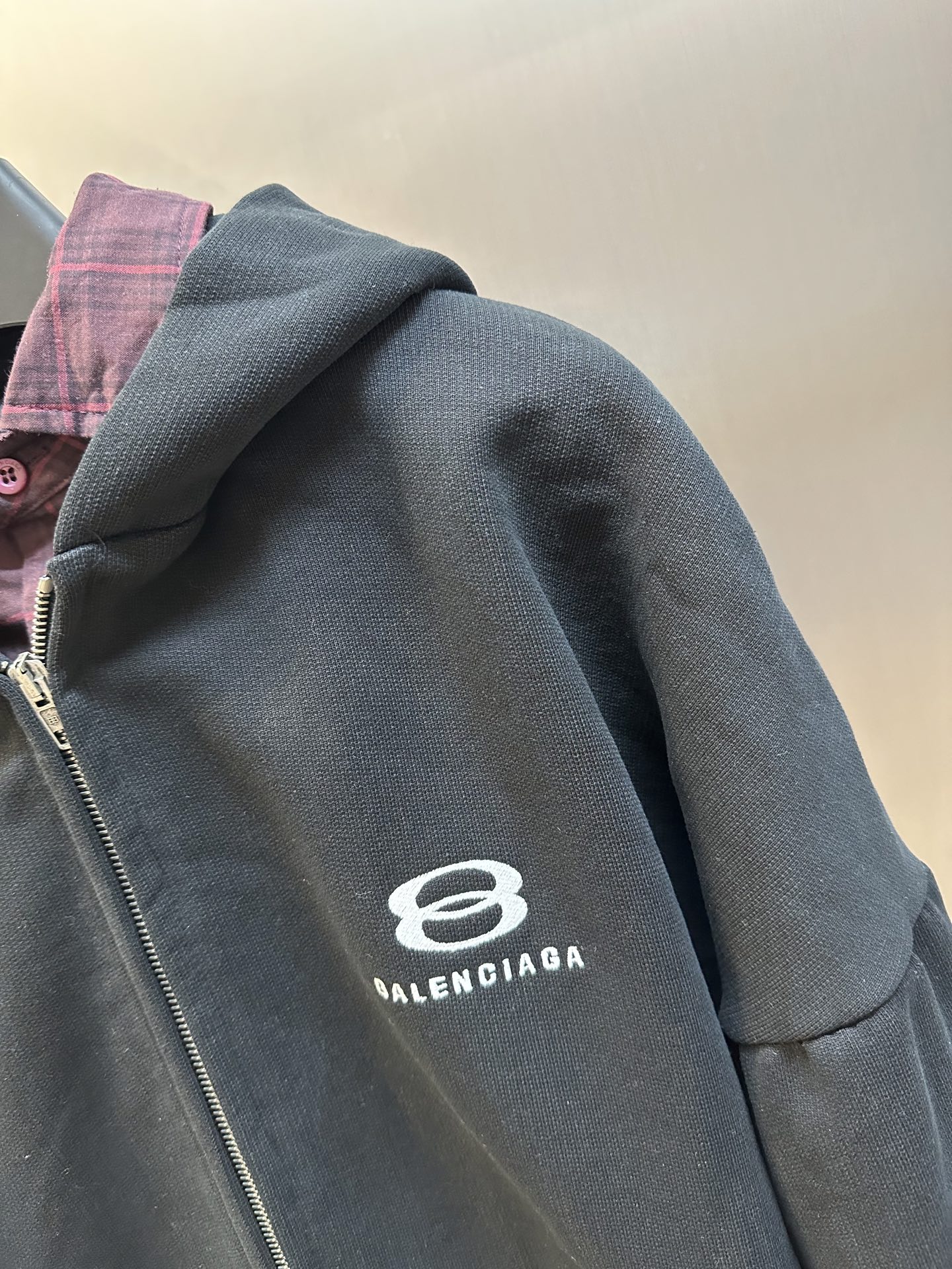 Balenciaga Layered Hoodie Black Men's  (772206TPVL71070）